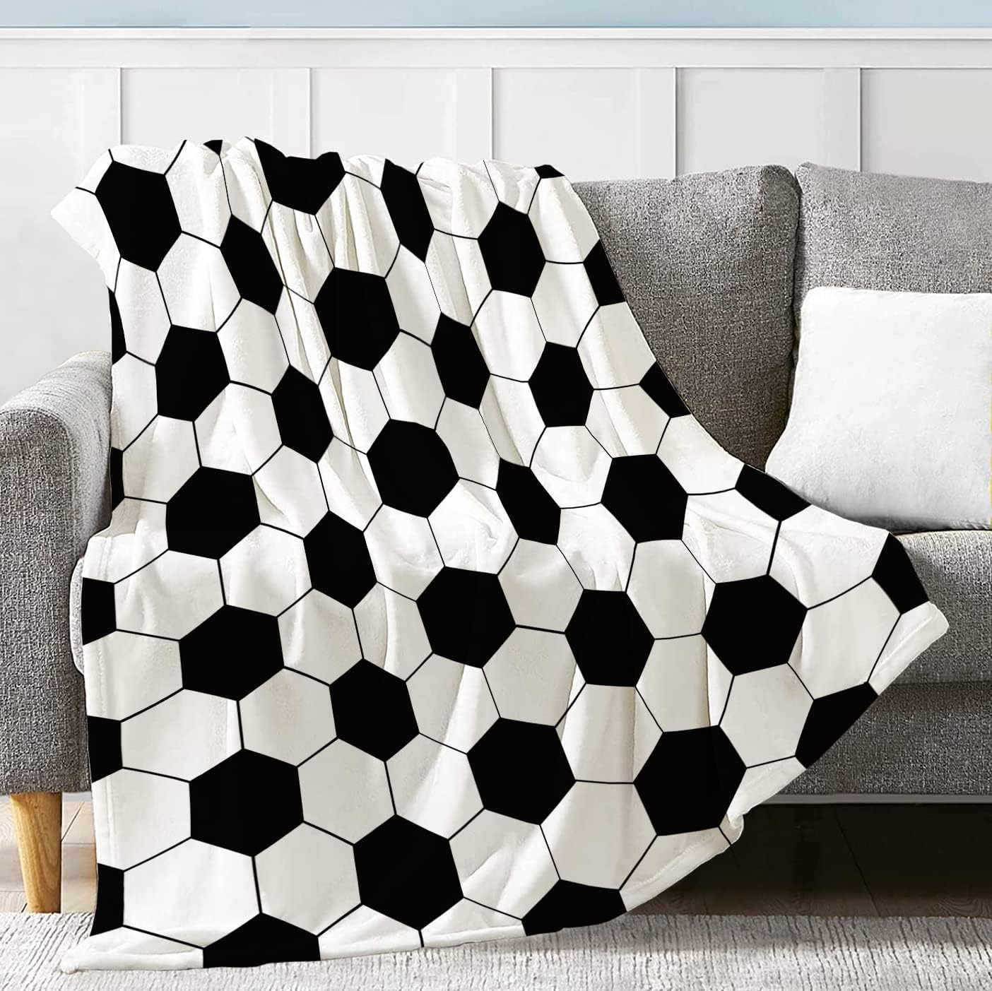 Soccer Blanket Soccer Gifts for Boys Girls, Super Soft Warm