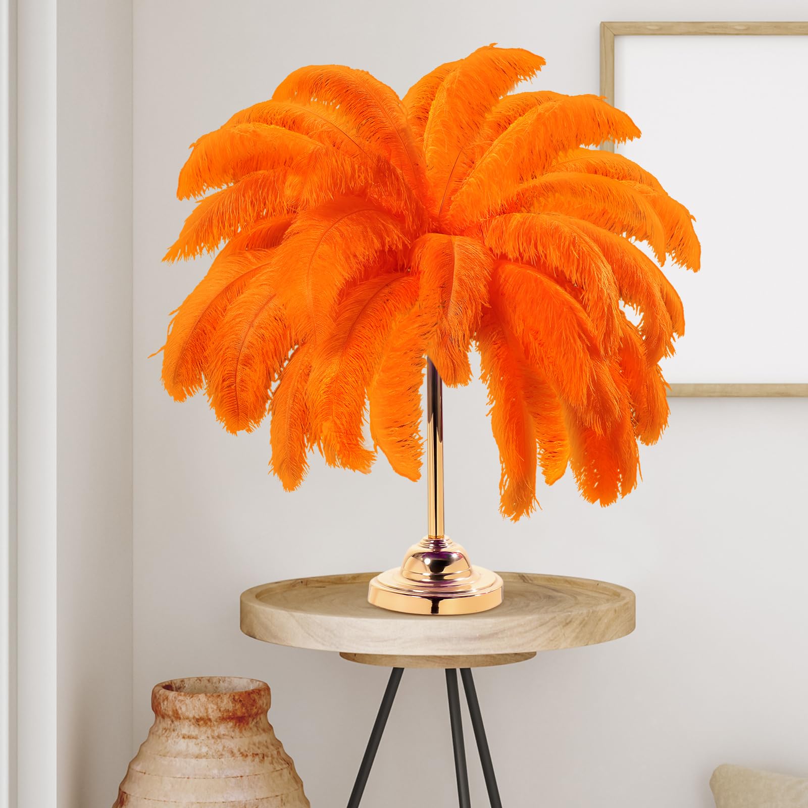 Yuxung 80 Pcs Large Natural Ostrich Feathers Plumes 14-16 Inch Ostrich Plumes Feathers Bulk for DIY Crafts Wedding Party Centerpiece Vase Decor Barrettes Cocktail Hats Dream Catchers (Orange)