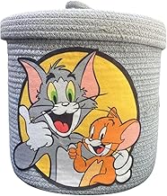 Aroma Brand Kids Lid box with Beautiful Characters - Rope Storage hamper for Baby Diaper, Stuffed Animal Storage Bin Rope hamper box for Kids Toy, Baby Laundry hamper box with Lid (Tomjery)
