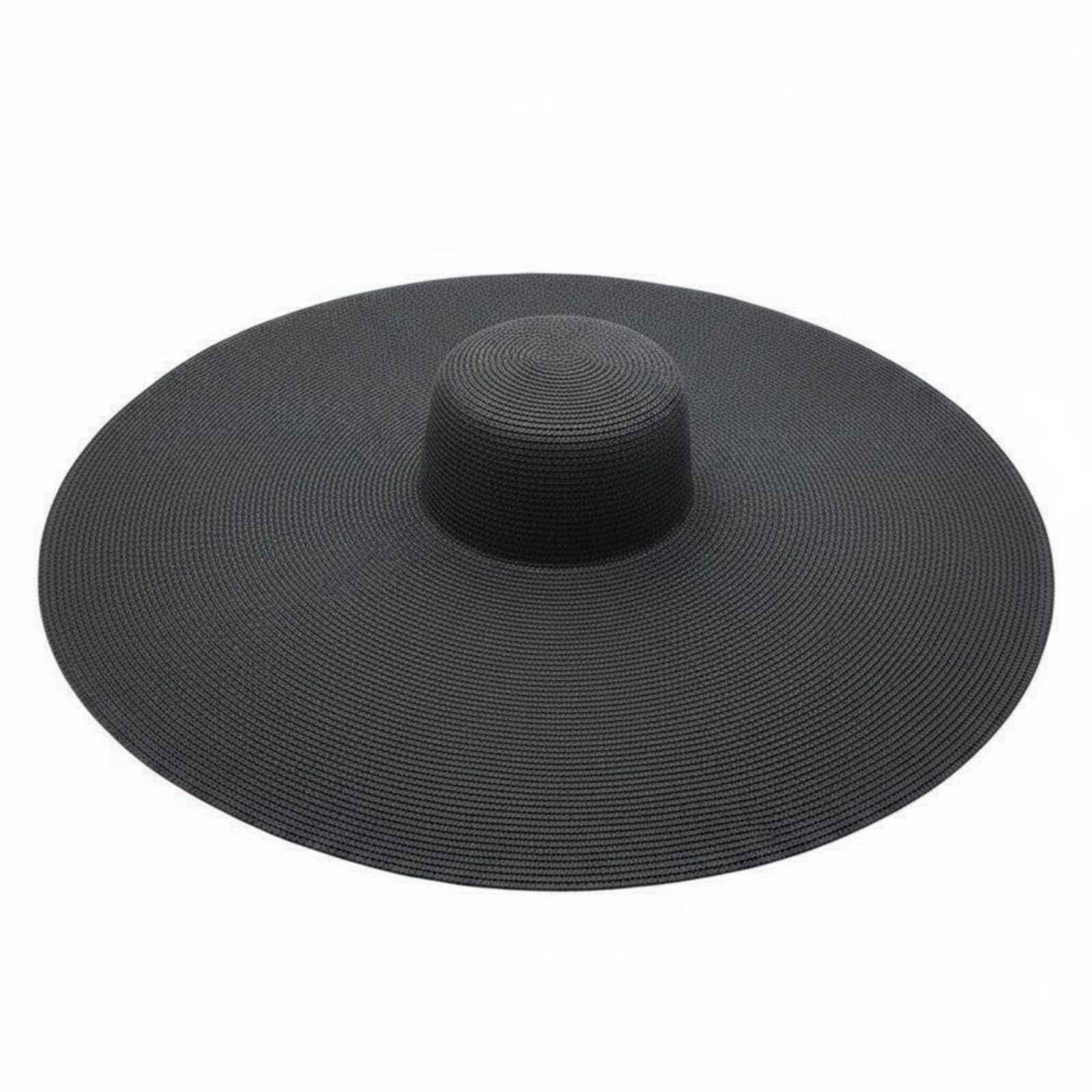 Cappello Donna Sole Spiaggia Pieghevole Ampia Moda Estiva Intrecciato Paglia Morbido Protezione Viso E Spalle Trasportabile con Facilità Adatto a Vacanza ’Aperto Gite, Black, 35CM