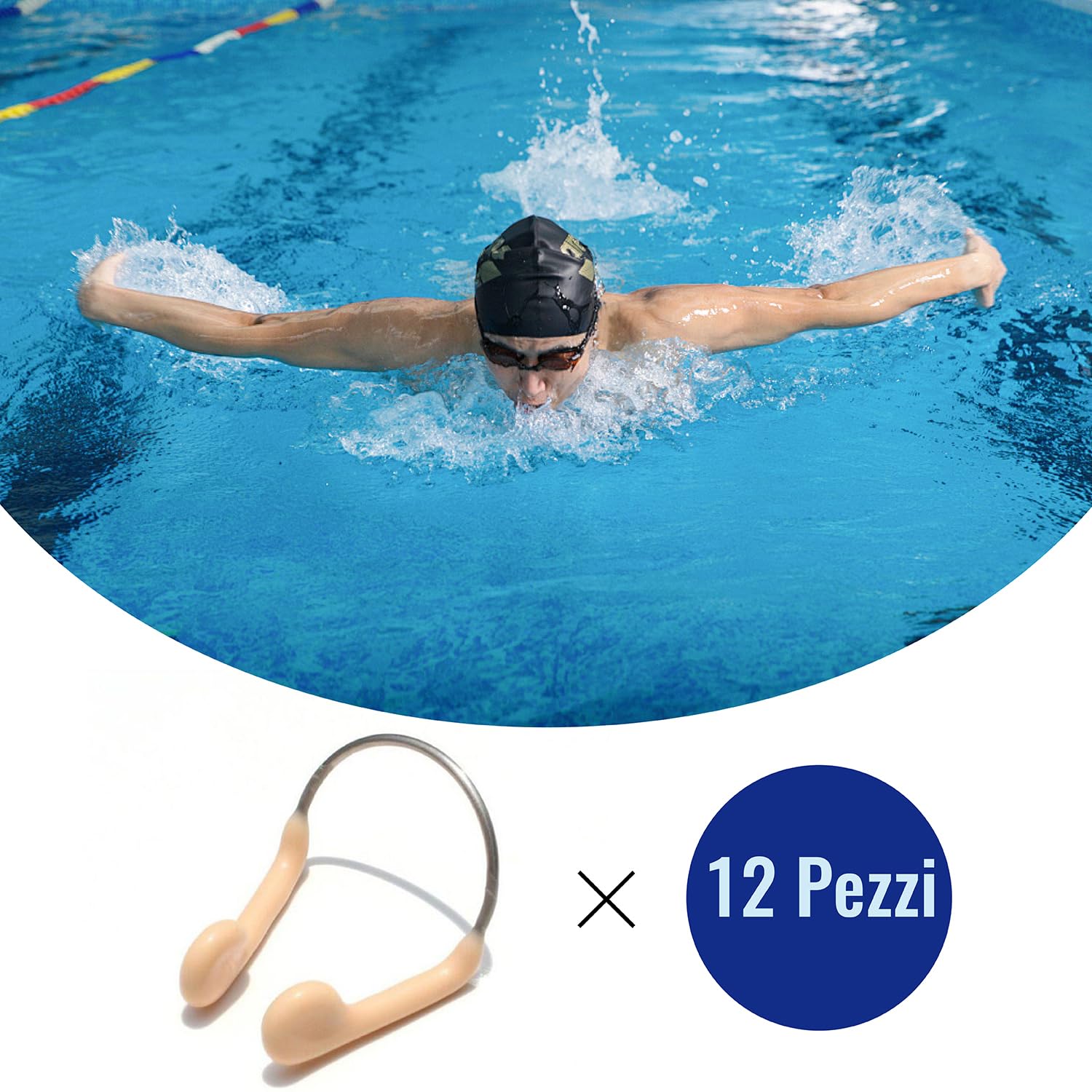 12 Pezzi Nuoto Naso Clip, Naso in Silicone per Nuoto, Stringinaso Nuoto Professionale, Silicone Clip Naso Nuoto, Tappanaso Nuoto, per Protezione Allenamento da per Adulti e Bambini Comodo