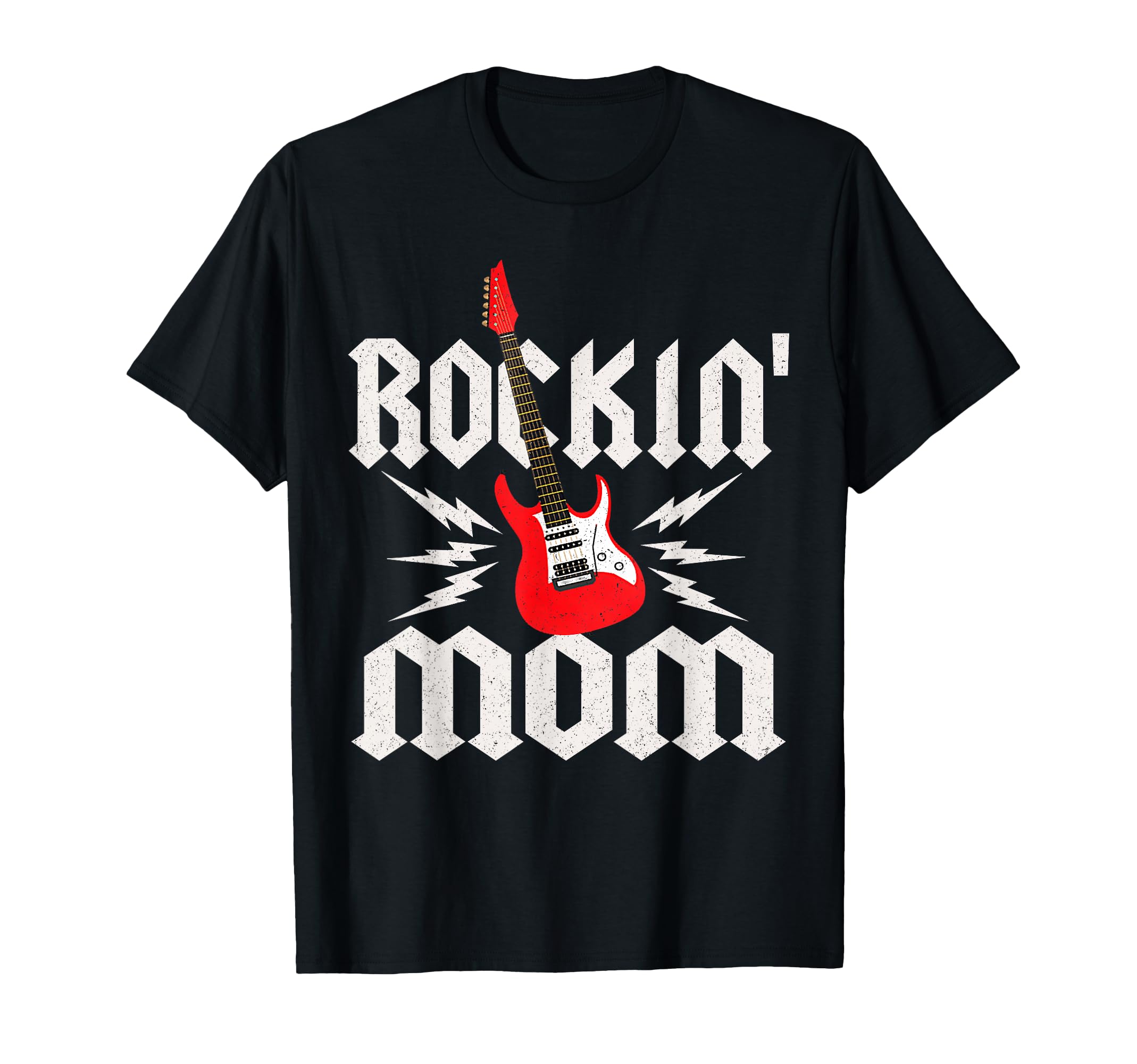 Mom Rockin One Birthday Family Matching Rock Guitar T-Shirt