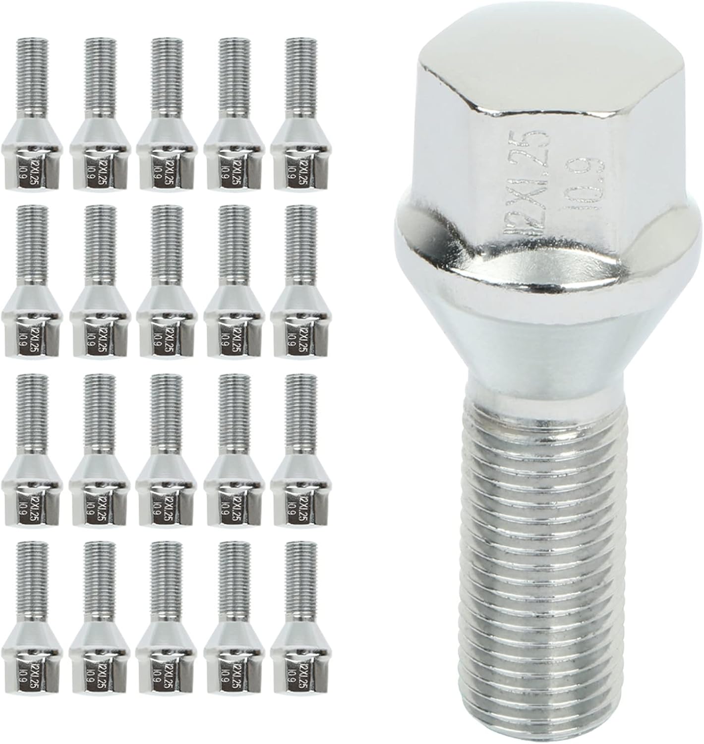 ROADFAR 20Set Wheel Lug Bolts Screw M12x1.25 Silver Shank Length 28mm fit for 2014-2019 for Jeep for Cherokee