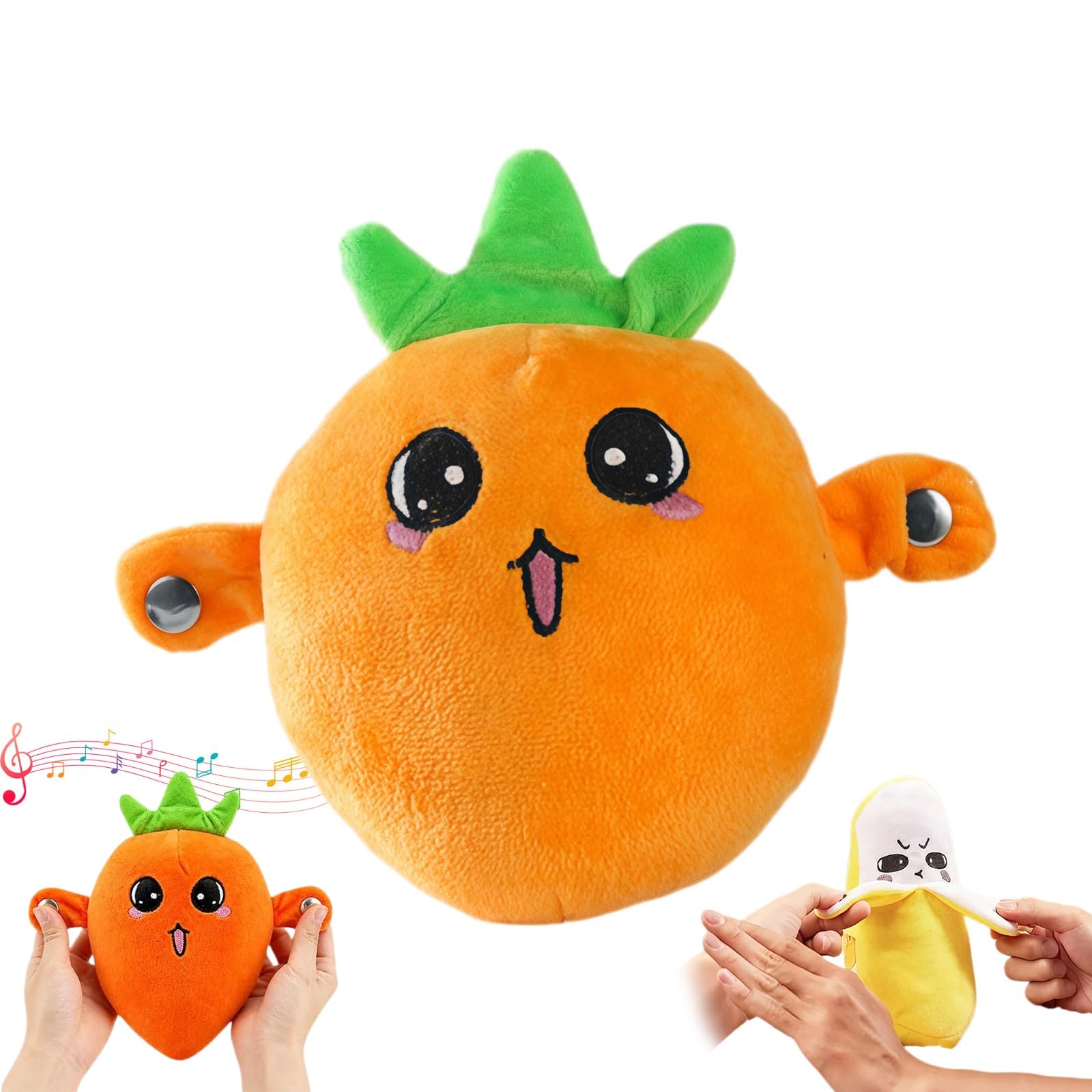 Interactive Music Plush Toy, Interactive Fruit Sensory Plush Toy, Fun & Playful Sound-Activated Toys for Aldult, Featuring Touch Activated Music Rhythm Banana Plushs, for Kids Adults(Radishes)