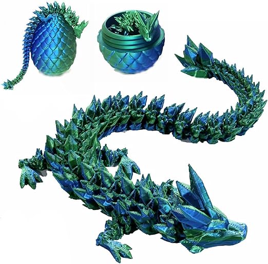 3D Printed Dragon with Surprise Egg, Decorative Easter Egg fillers Easter Gifts for Boys Kids Home Decor, Executive Dragon Fidget Desk Toys (Green)