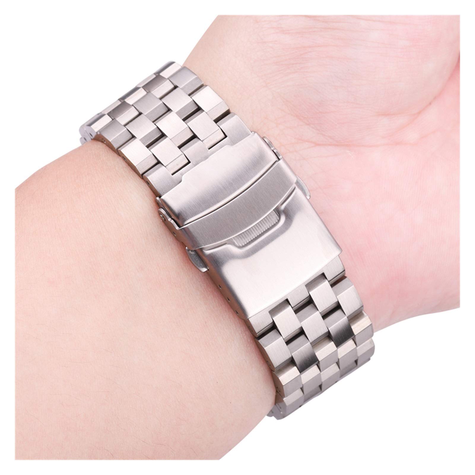 Pasek do zegarka Solidny pasek do zegarka ze stali Pasek do zegarka solidna bransoletka ze stali nierdzewnej zegarek z paskiem 18mm 20mm 22mm 24mm srebrne szczotkowane metalowe paski do zegarków kobie