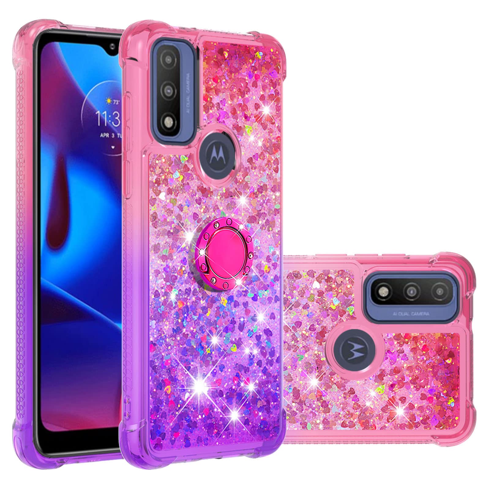 Dinglijia Case for Moto G Power 2022/G Pure,Gradient Quicksand Series Glitter Bling Flowing Liquid Floating TPU Bumper Cushion Reinforced Corners Case