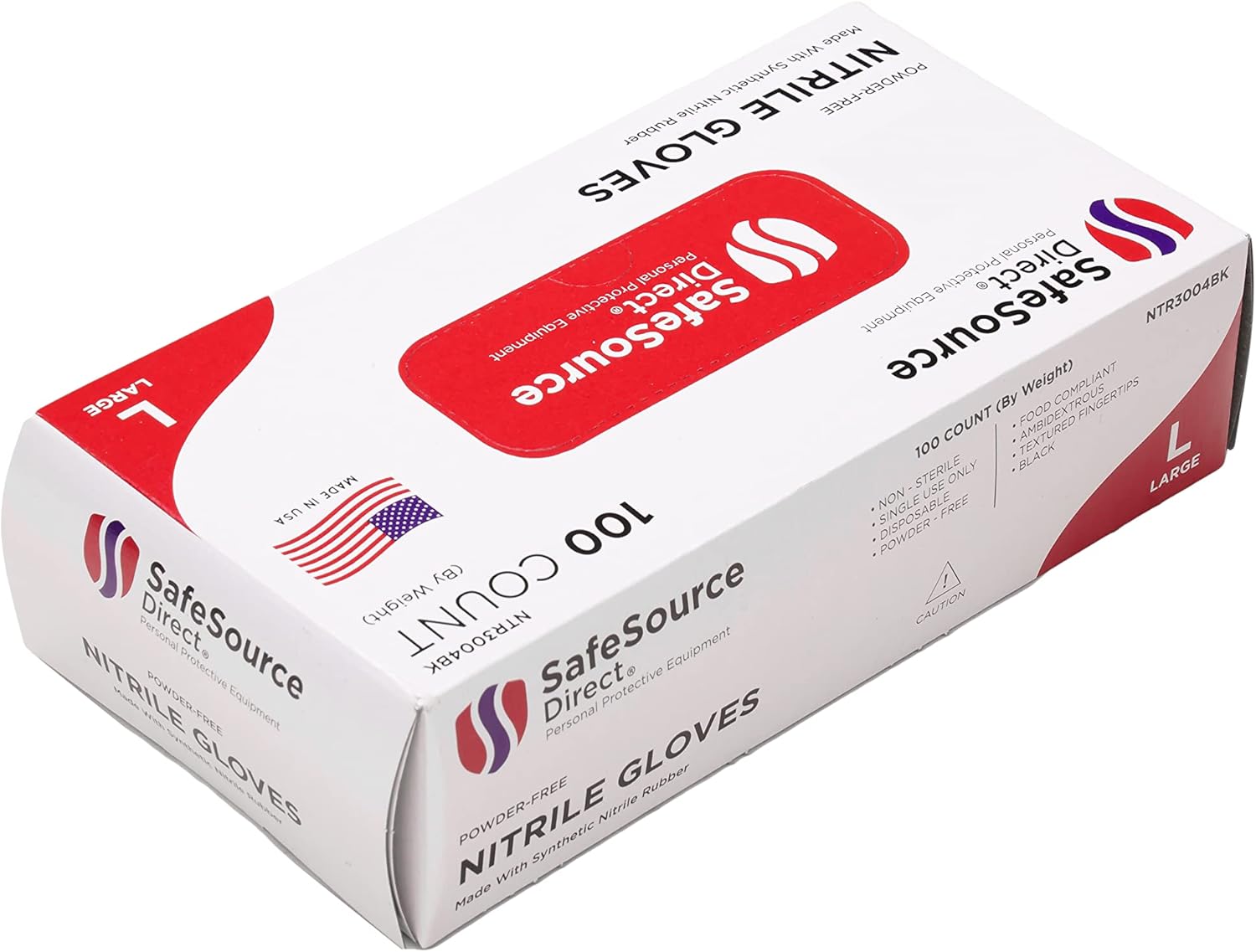 SafeSource Direct Nitrile Gloves, Black, L Tools & Home