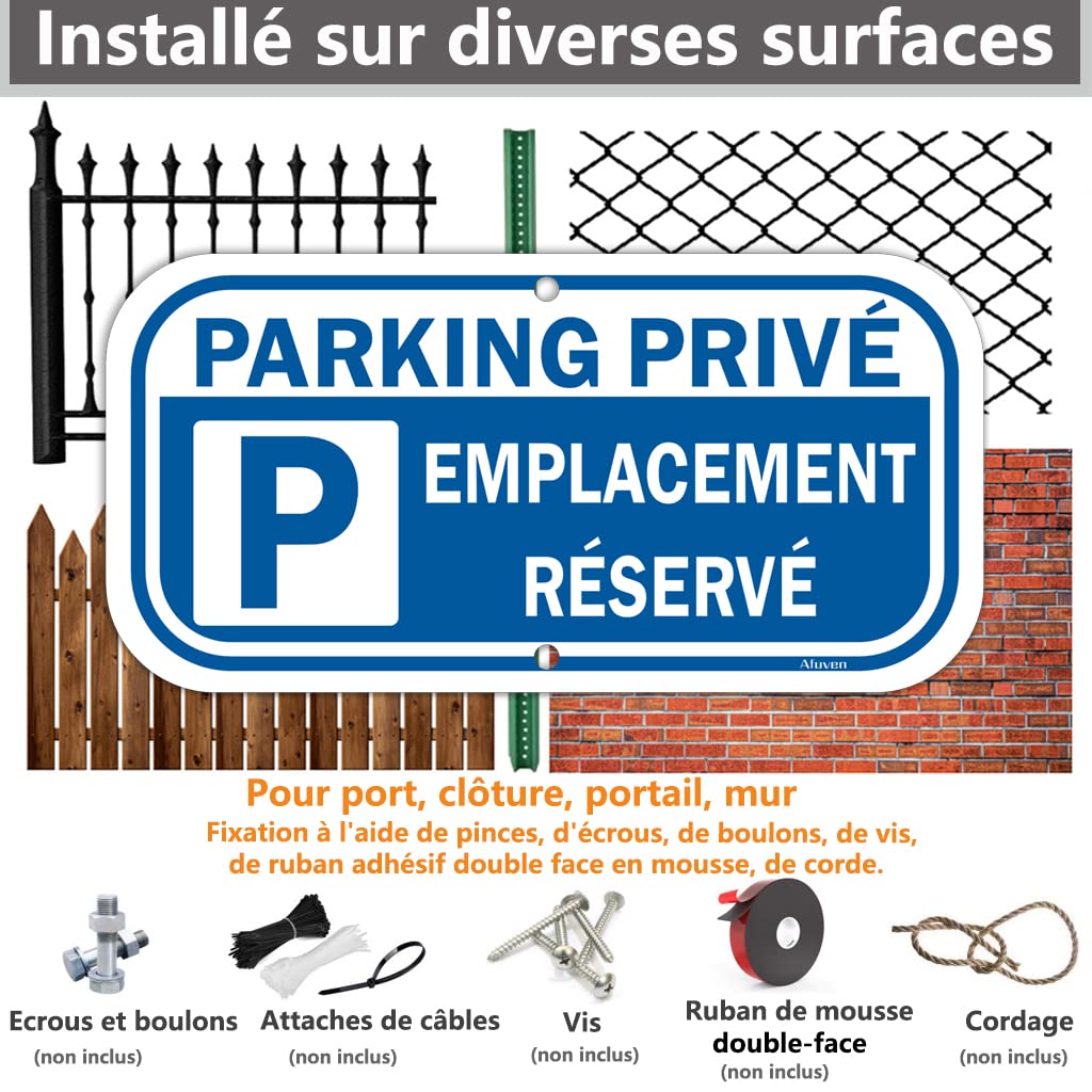 2 Pezzi Pannello Parcheggio Privato Posizione Riservata 30x15cm Alluminio Segnali di avvertimento Protezione UV, Molto Resistente Esterno, per Aree esterne ed interne