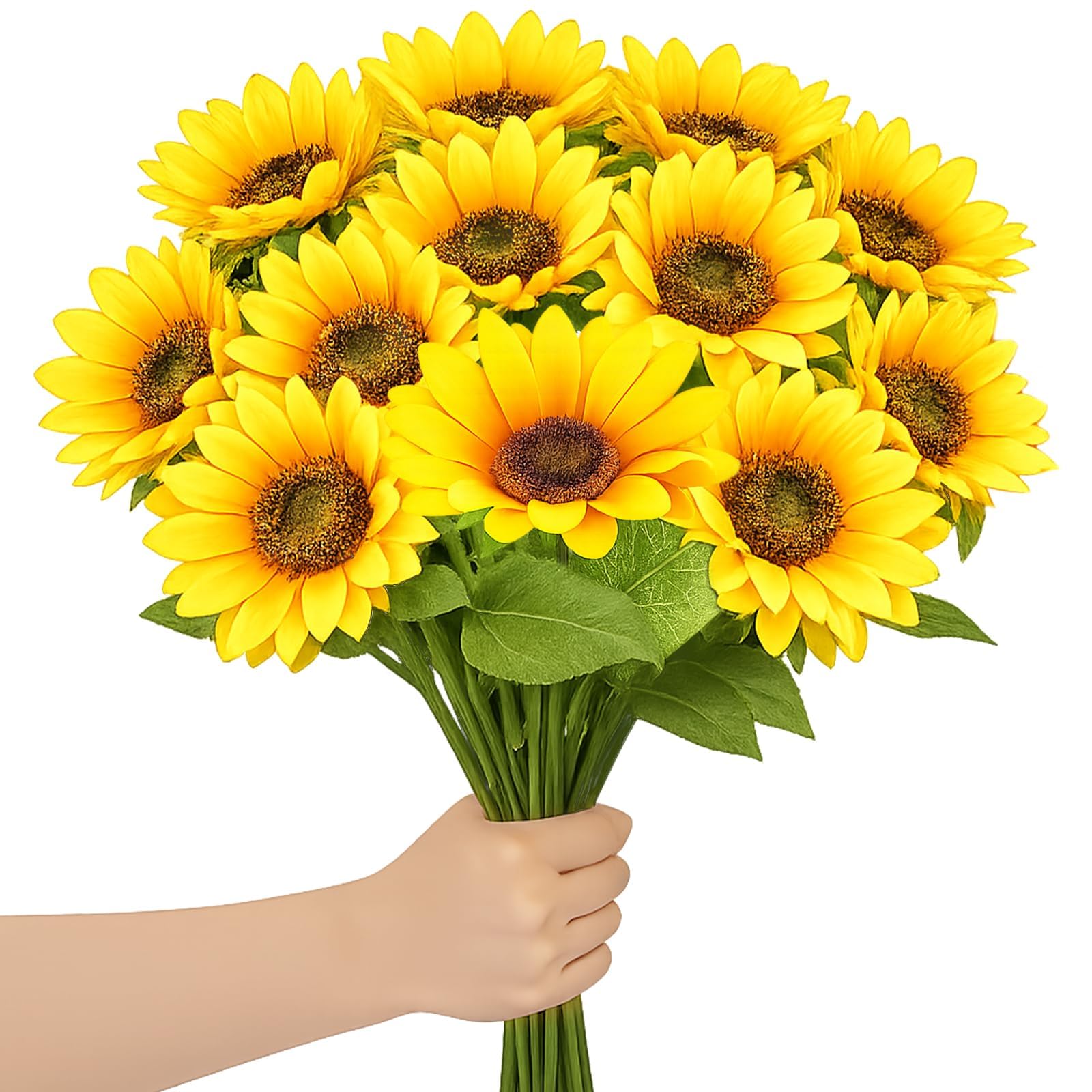 BAGUBDR 12Pcs Artificial Sunflowers, Sunflower, Sunflowers Artificial Flowers, Suitable for Adding Color to Space, Easy Maintenance, Beautiful Decorations