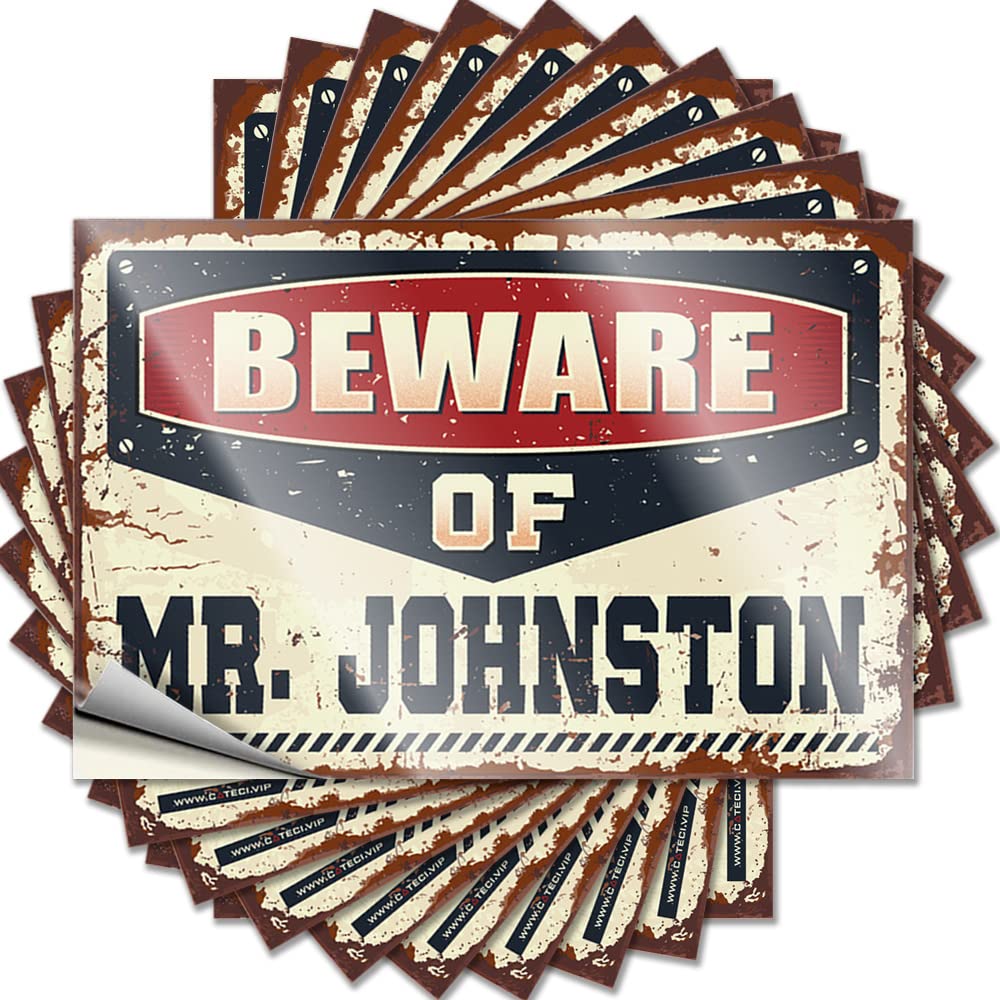 Decals Housewarming Durable Vinyl - Beware of Mr. Johnston Laptop for Coffee Use(8X12CM)