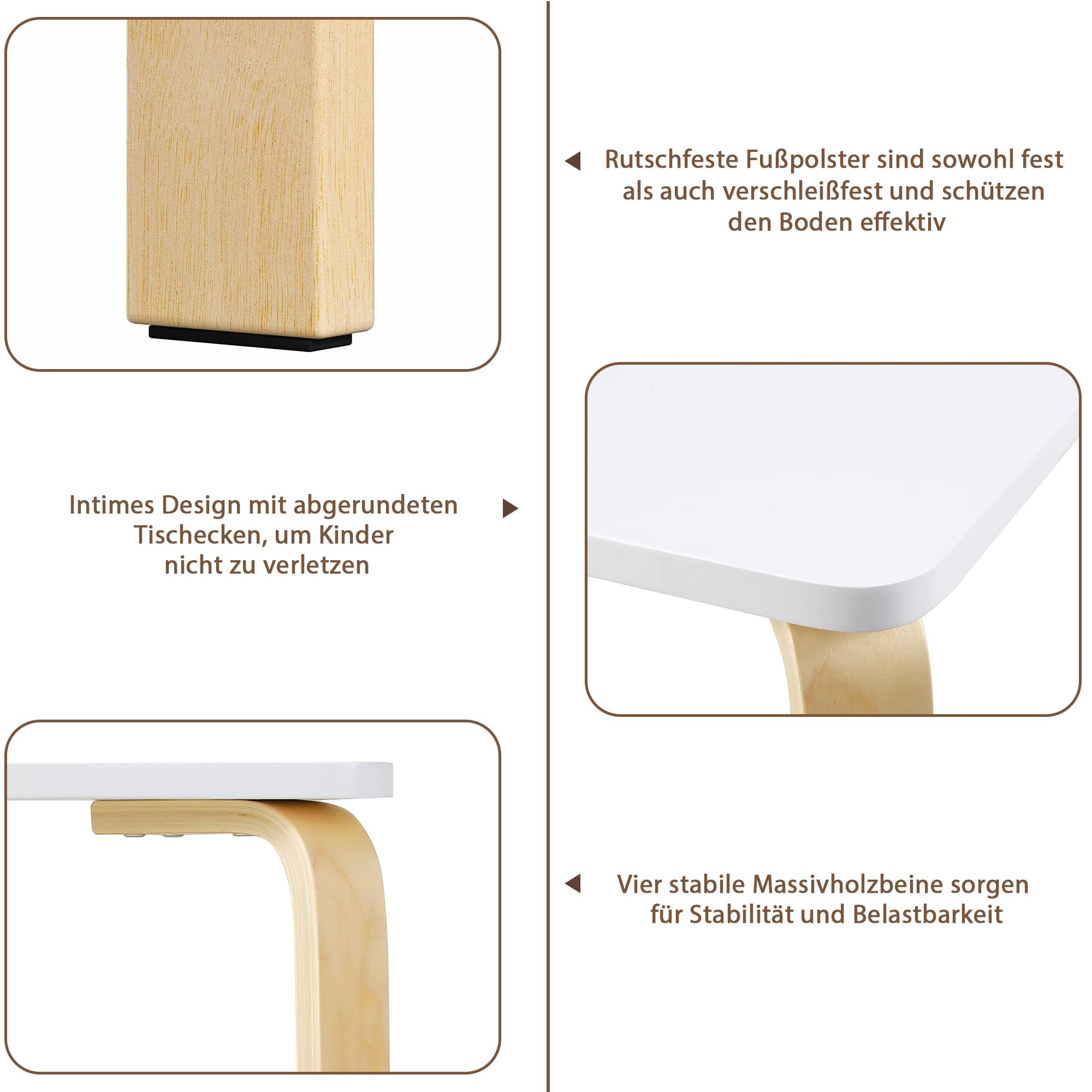 FirFurd Kindertisch, Kinderzimmertisch, Schreibtisch für Kinder, Maltisch, Kleiner Tisch, Tisch zum Spielen & Malen für Kinderzimmer aus Holz 75x75x55cm