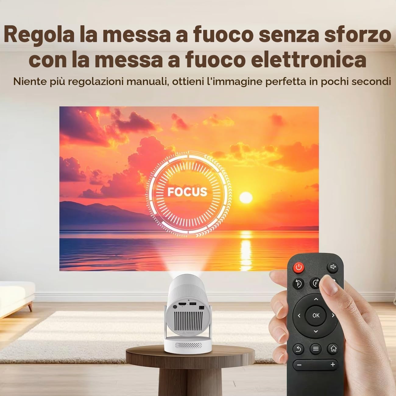 Proiettore HY300 Pro+ con altoparlante integrato da 5 W, 1920 x 1080p, Android 14, 8000 lumen, WiFi 6, BT5.4, portatile, per esterni (HY300 Pro New-White)