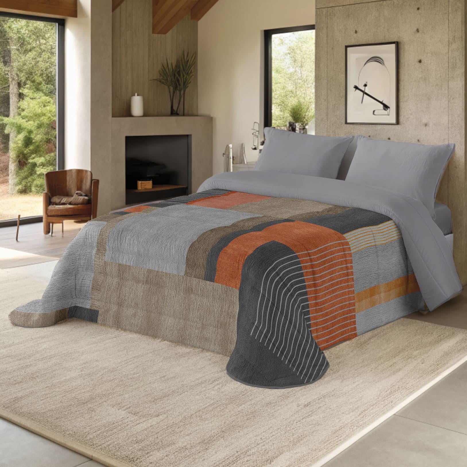 NATURALS - Edredón Nórdico Estampado 300 Gramos Cama 105-100% Microfibra Transpirable Tacto Pluma - 200x260 cm - Acolchado Extra Suave - Otoño/Invierno - Fabricado en España