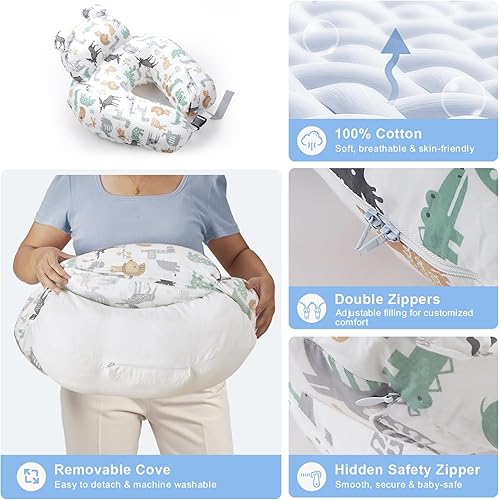 Miniatura 5 de Almohada ergonómica de lactancia para lactancia materna y biberón, almohada suave de apoyo para bebés recién nacidos, alivio de reflujo, funda