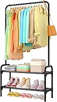 Sakugi Heavy Duty Clothes Rack with 2-Tier Shoe Organizer & Anti-Slip Stoppers, 29x12.2x59.3 Black Garment Rack for Entryway Bedroom Laundry