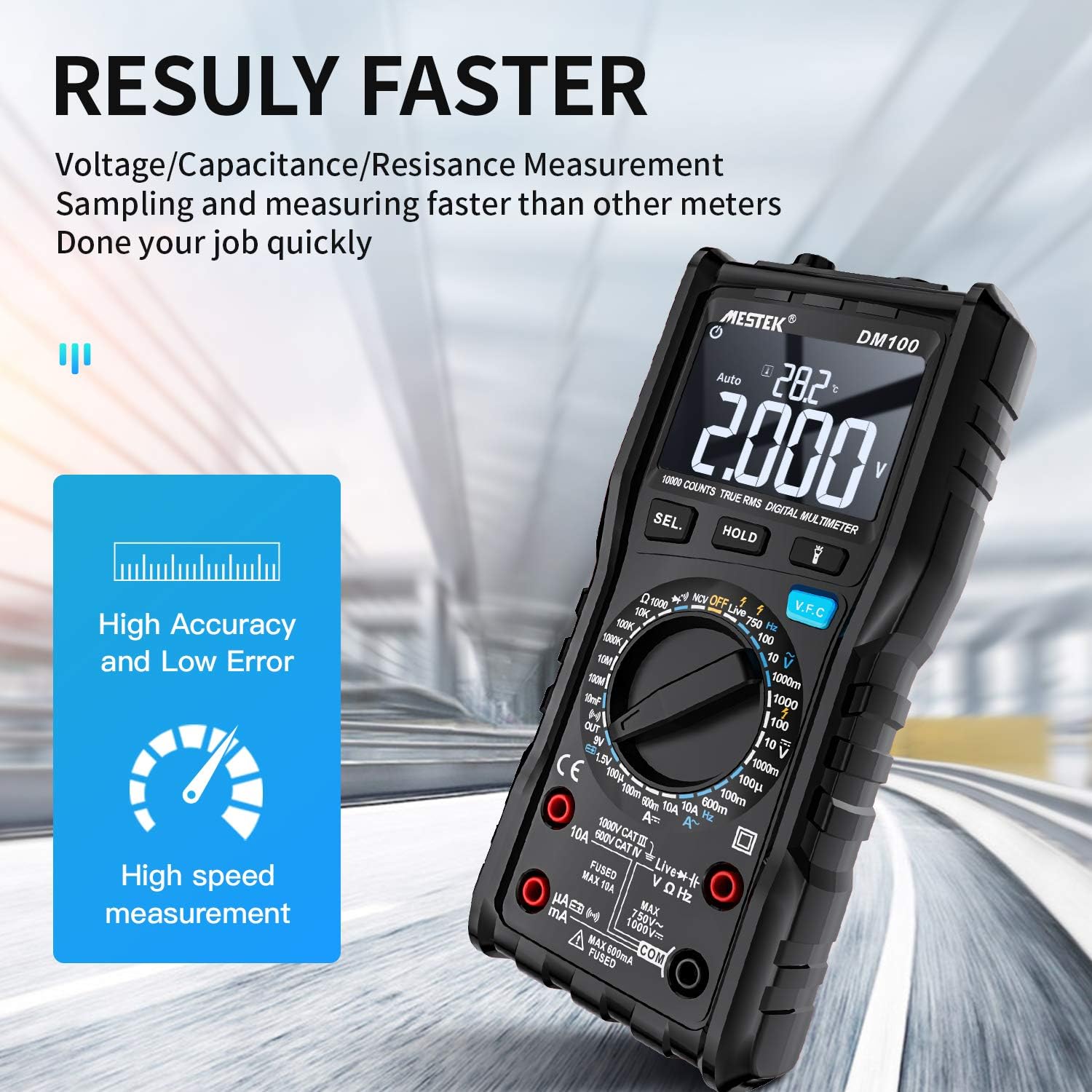 Digital Multimeter Spannungsprüfer AC DC Strommessgerät Stromzähler MESTEK Spannung Tester NCV VFC Amp Volt Ohm Hz Dioden Widerstand Frequenz Kapazität Hochgeschwindigkeits Verbrennungsschutz