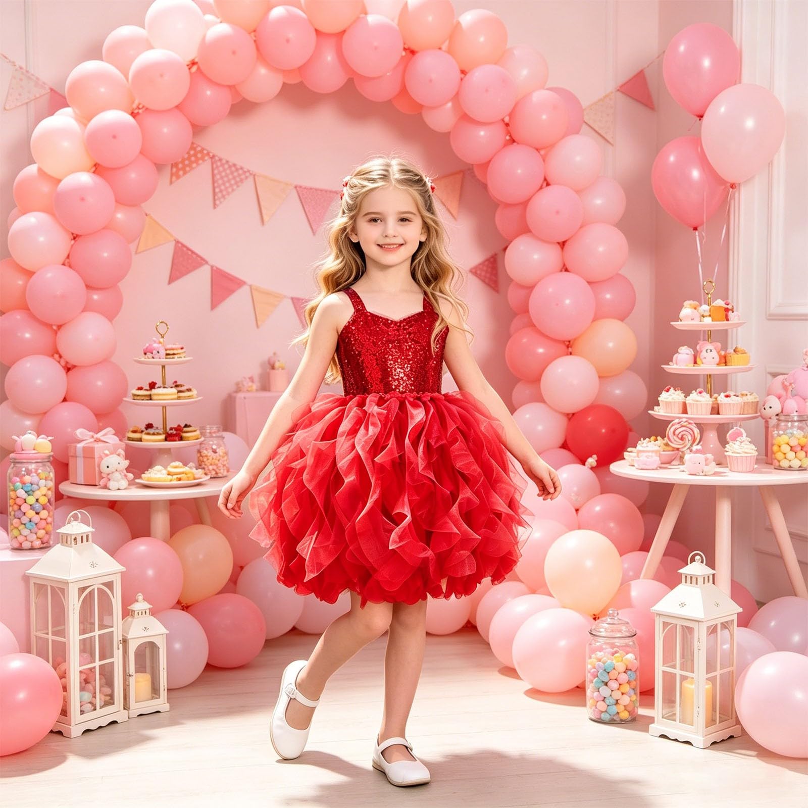 Generisch Vestido de fiesta para niña, color liso, con falda plisada, para fiestas, ocasiones especiales, 2-12 años