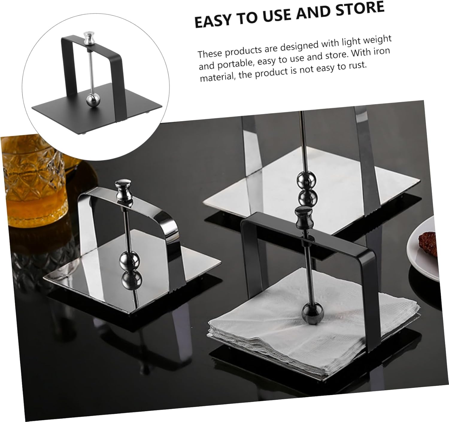 1pc Stainless Steel Napkin Holder Elegant Tissue Organizer for Hotels and Dining Tables Sturdy Black Design for Restaurant Home Use