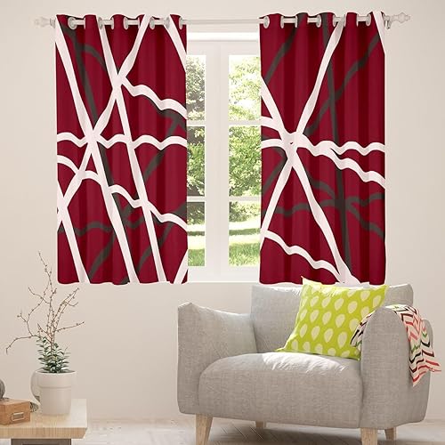 Miniatura 4 de Cortinas geométricas para dormitorio, sala de estar (2 paneles, 38 x 45 pulgadas), líneas geométricas de rayas para niños, 30 % a 50 %, cortinas
