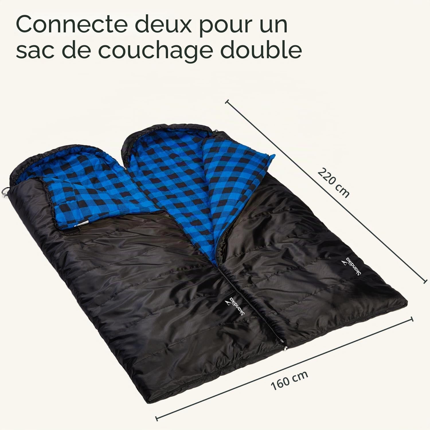 Skandika Sac de Couchage Couverture Dundee | Coton/Flanelle, Haute qualité, jumelable, 3 Saisons, jusqu'à -20°C, 220 x 80 cm | Camping Outdoor randonnée