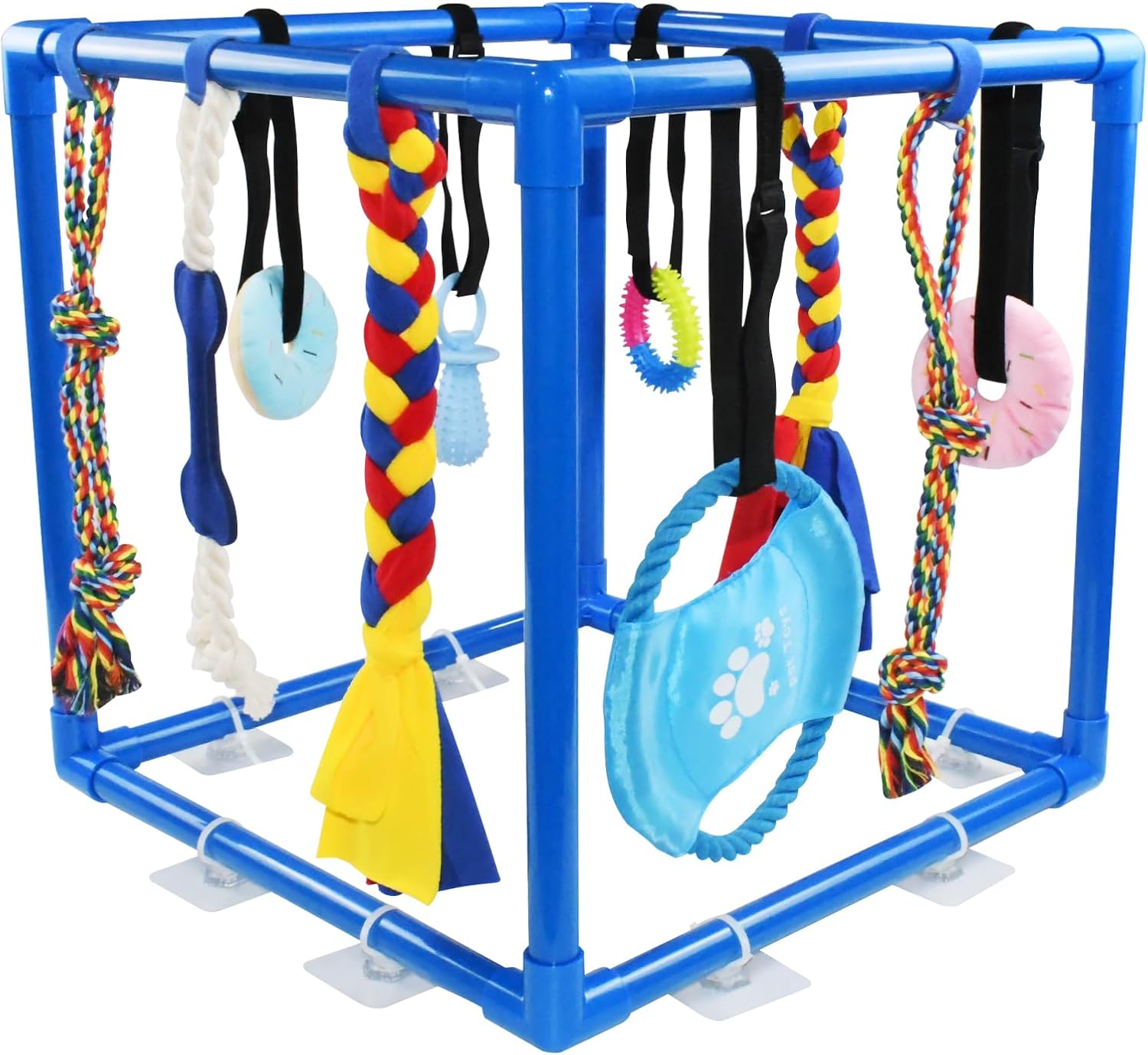 ASOCEA Puppy Play Gym for Small Dogs – Interactive Jungle Gym with 10 Hanging Toys, Adjustable Height, Safe PVC Frame for Indoor Puppy Entertainment, Teething & Mental Stimulation