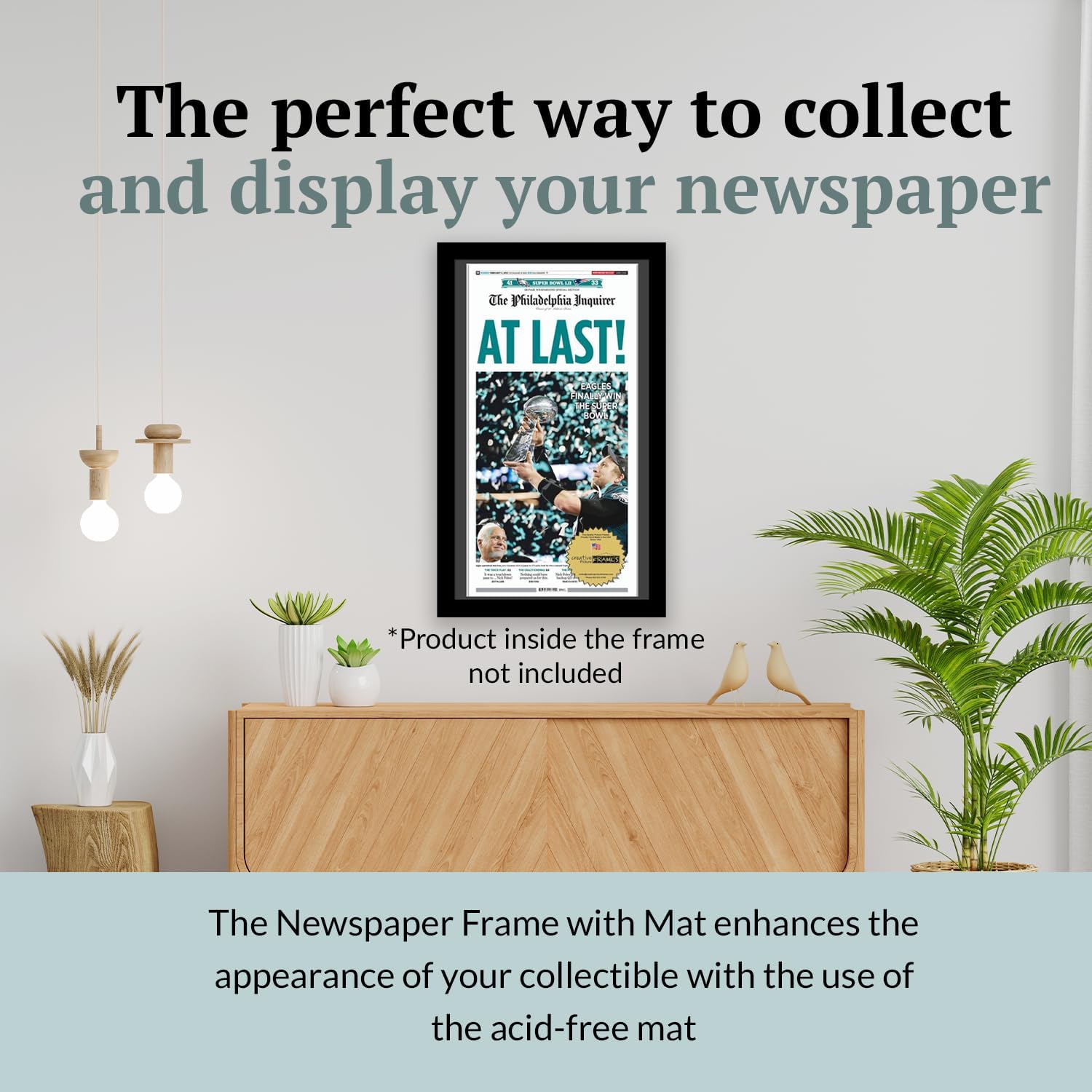 Creative Picture Frames 14" x 24" Newspaper Frame with Mat, Holds 11" x 22" Media or 14" x 24" without Matting, Article Cover Frame with Hanging Hardware, Black Mat, 1 Count