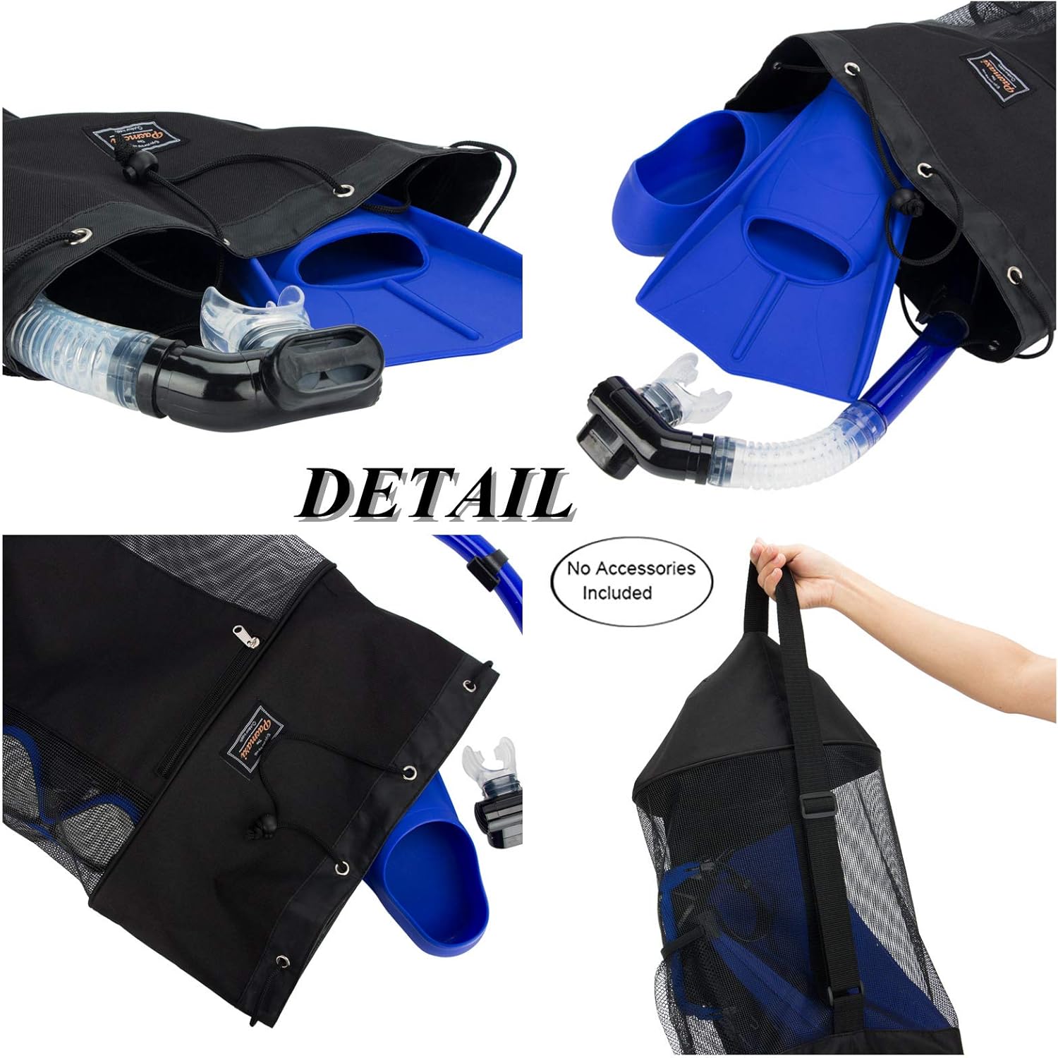 PACMAXI Mesh Scuba Diving Bag, Travel Dive Bag for Scuba or Snorkeling with 1 Zip Pocket and 1 Mesh Pocket, Can Holds Mask, Fins, Top Snorkel, Trek Fins. (Black) : Sports & Outdoors