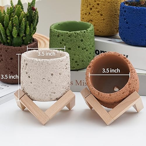 Miniatura 4 de Macetas pequeñas para suculentas de 3.5 pulgadas, macetas pequeñas con soportes para aloe polifila, lithops, cactus, decoración única y bonita para