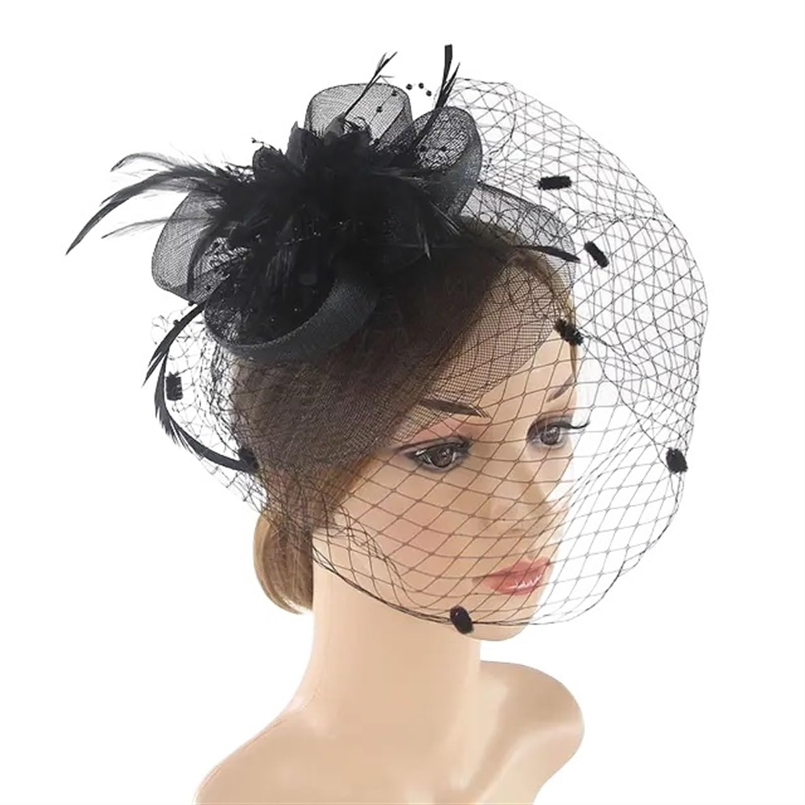 UALXPAO Wedding Hats Bridal Headdress Retro Hairclip Cocktail Party Headwear for Tea Party,Weddings(Black)