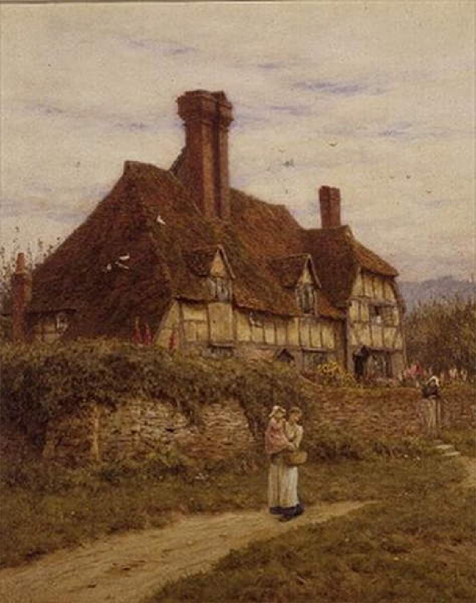 SERENDIPITP Abstract Painting Mural Print Picture Wall Decor Painting Old Surrey Cottage by Helen Allingham Vintage Wall Artwork for Home Decor 60x90cm