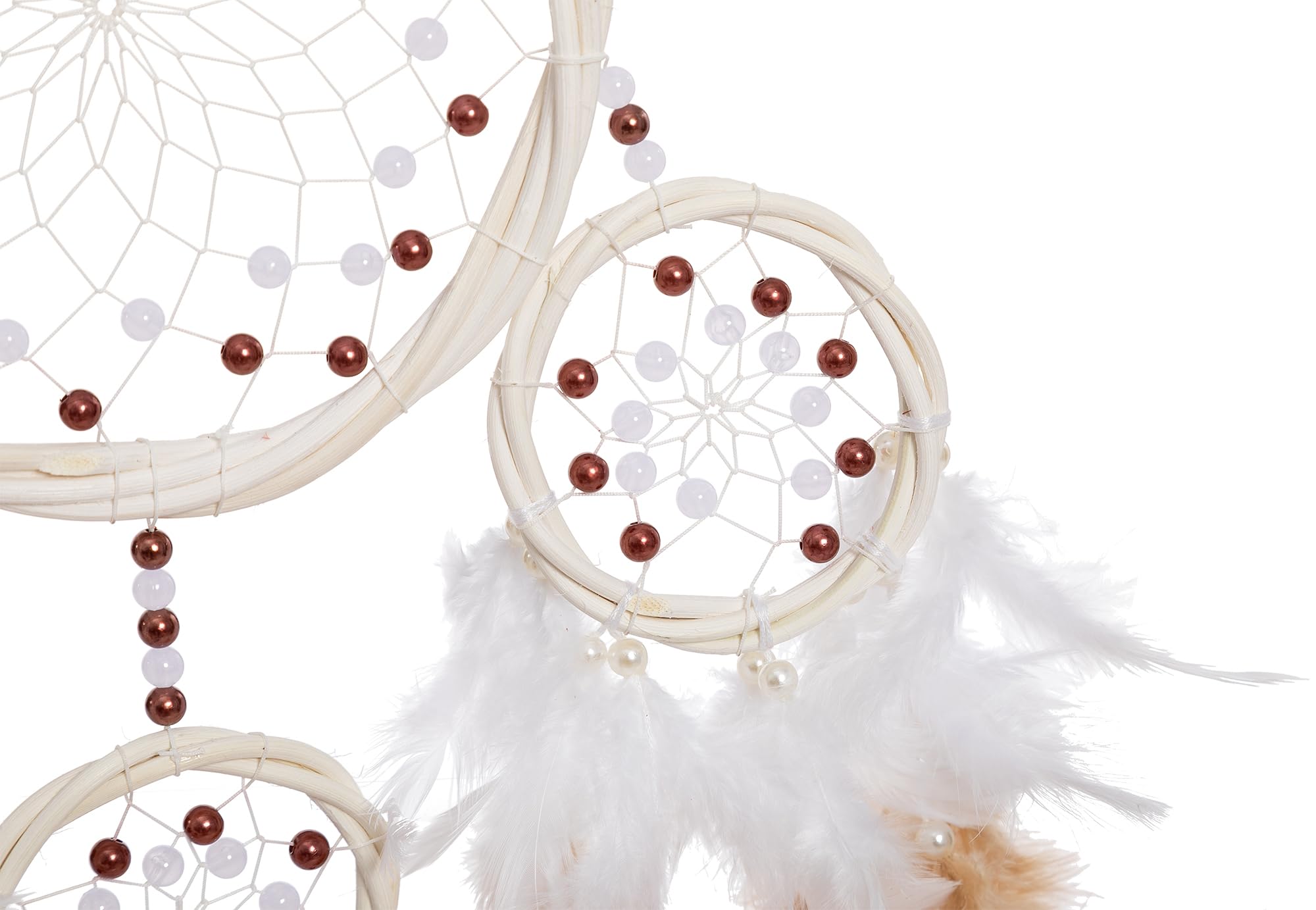 Großer Traumfänger, Rattan-Traumfänger, natürliche Feder-Traumfänger, ABS-Kristall-Perle, Traumfänger, handgefertigt, für hängende Ornamente, Dekoration, Schlafzimmer, Wohnzimmer, Weihnachtsdekoration