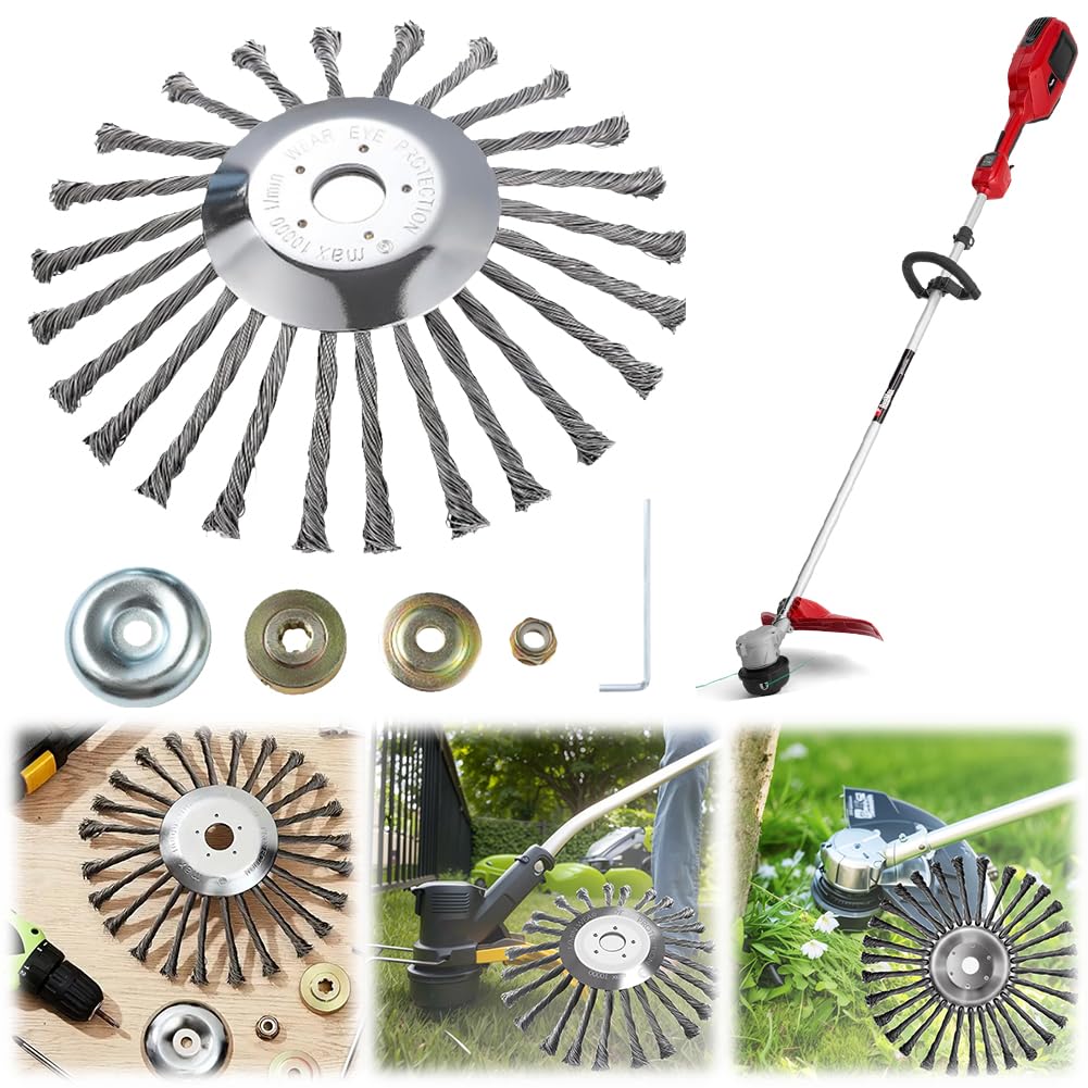 AVZYARDY 10inch Wire Brush Trimmer Head Universal Knot Steel Wire Grass Trimmer Head Lawn Mower Brush Cutter Accessories Grass Trimmers Wires Weed Strimmers Heads for Garden Lawn