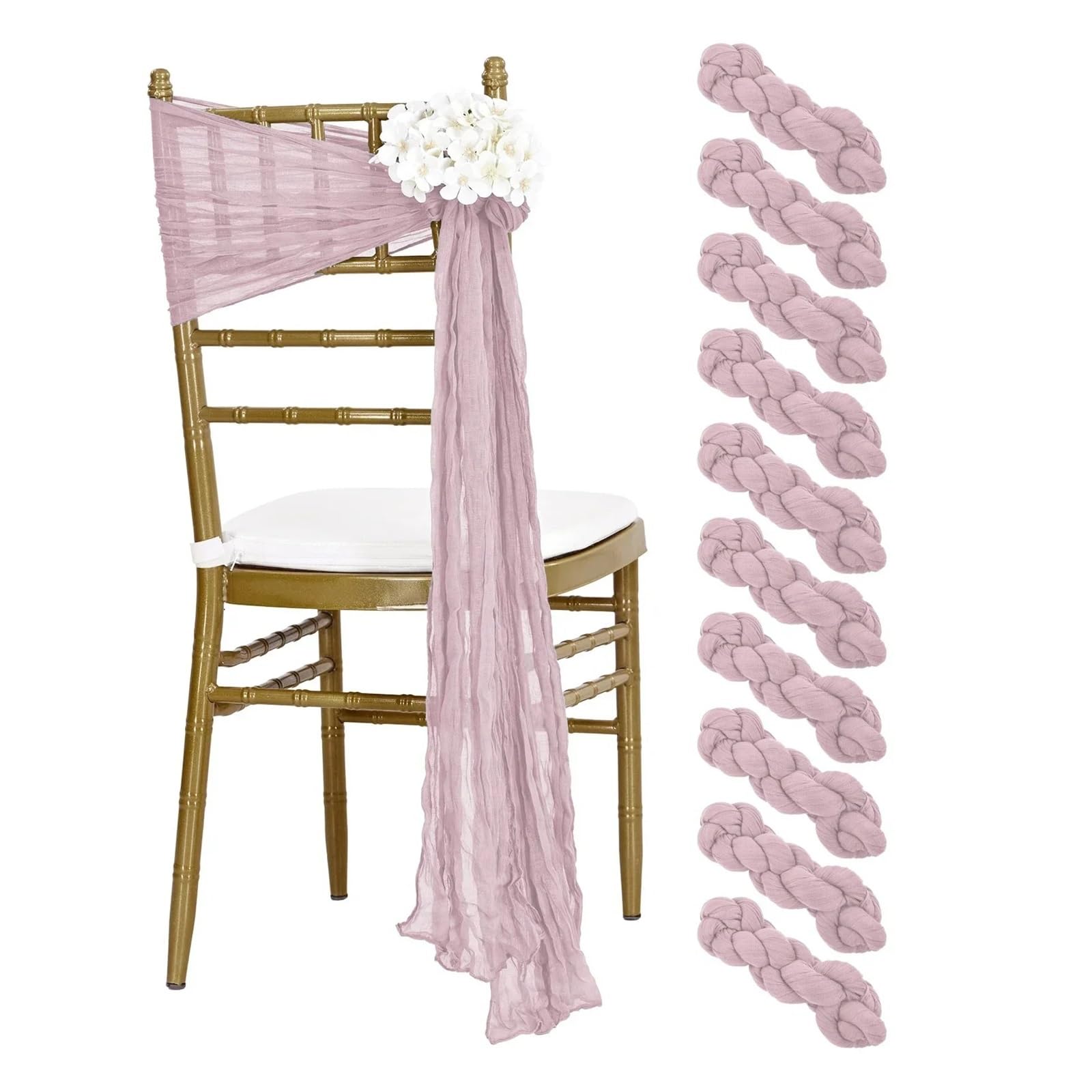 Stuhlschleifen 30 STÜCKE 30x275 cm Hochzeit Salbei grün Stuhl Schärpen Dekoration Gaze Käsetuch Stuhl Schleife Stuhlhusse for Empfang Party(30PCS Sage)