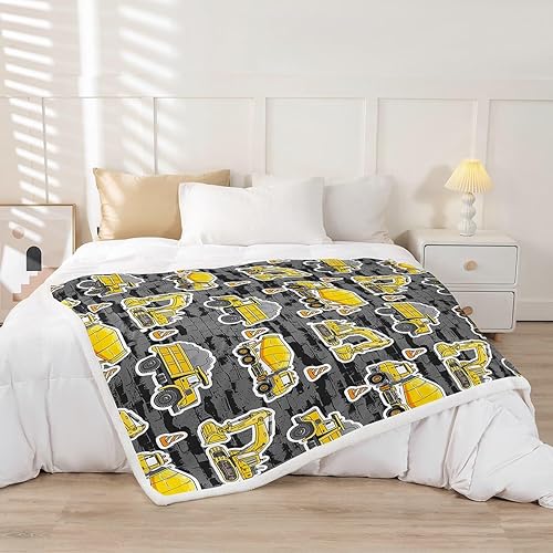 Miniatura 2 de Manta de franela de excavadora, manta Sherpa para niños, niños, adolescentes, niños, caricaturas, construcción, tractor, manta de cama, manta para