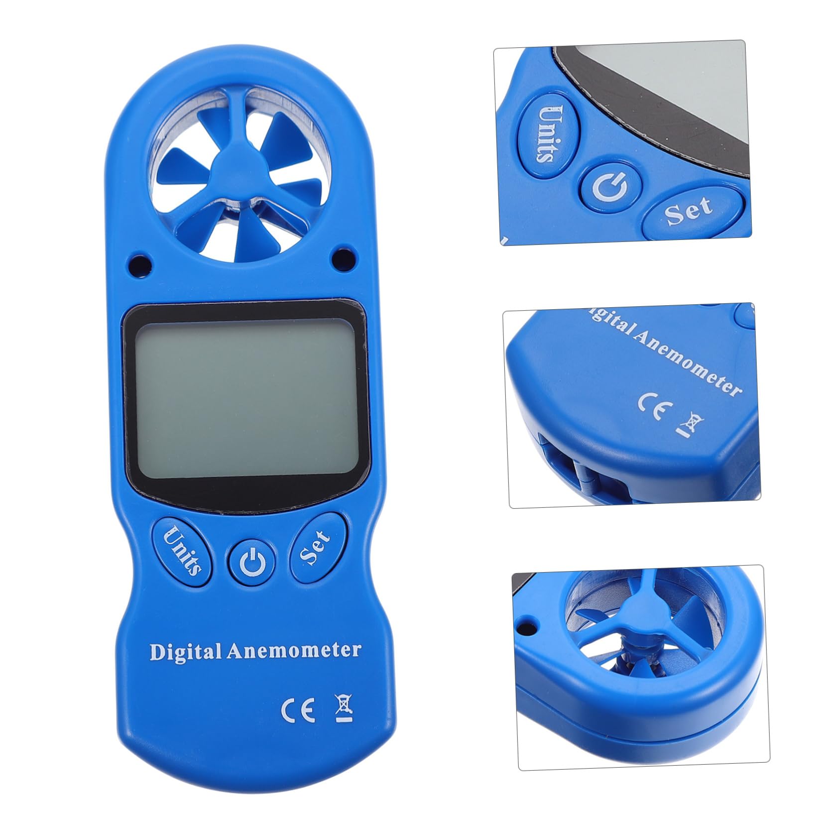 Anemómetro Portátil Mini, Higrómetro Digital, Medición Velocidad del Aire y Humedad con Pantalla Lcd Retroiluminada, Azul