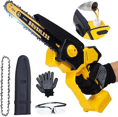 Mini motosierra inalámbrica de 8 pulgadas para batería Dewalt 20V MAX (SIN batería), motosierra de mano inalámbrica eléctrica, motosierra de cadena