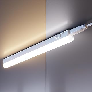 ledscom.de Luminária LED sob armário RIGEL, temperatura de cor regulável, tomada, 26 cm, 4,4 W, 395 lm, branco quente/branco