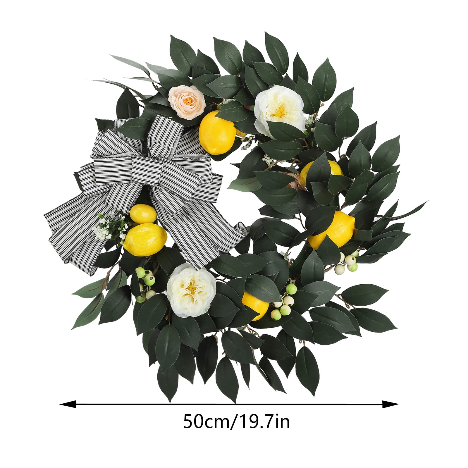 Amazon｜フロントドア用人工レモンリース 19.7インチ イエロー 春の花