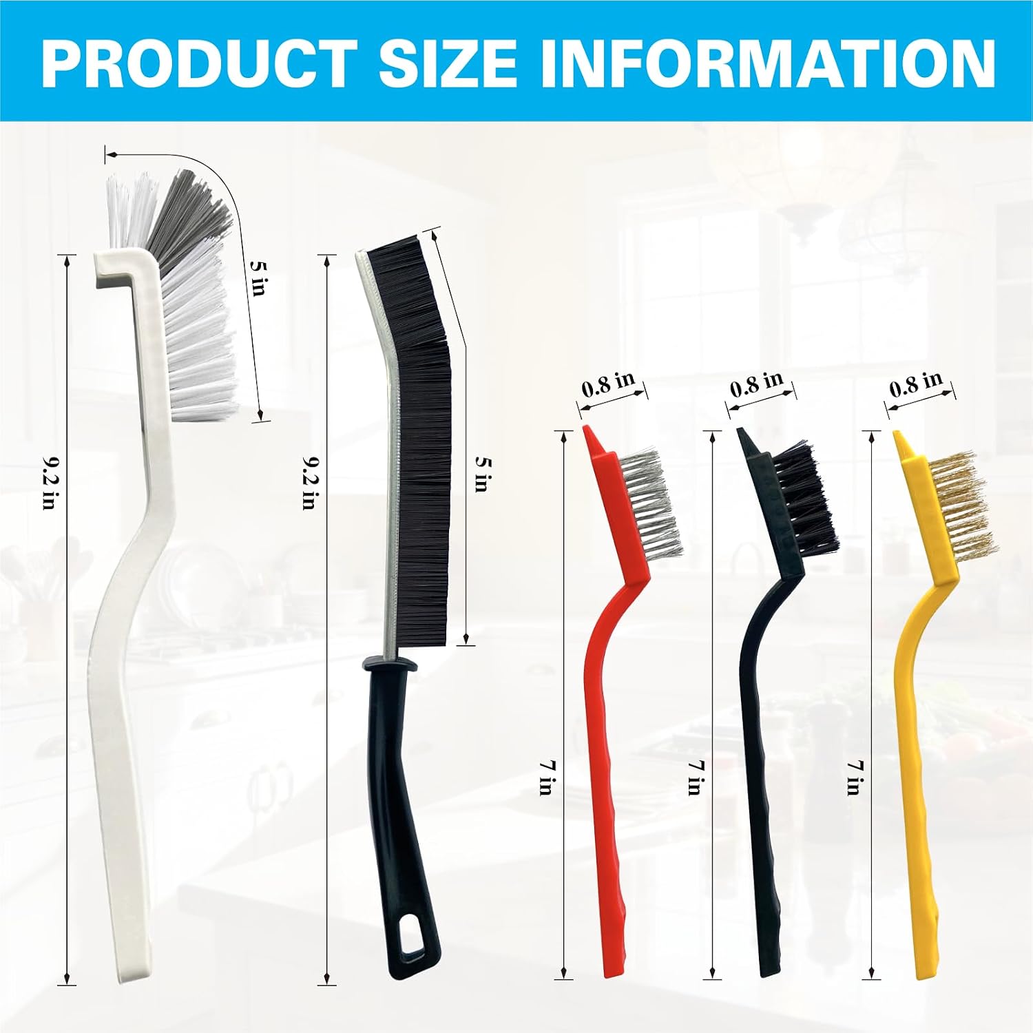 Crevice Cleaning Brush Set, Hard Bristle Small Scrub Brushes, Deep Cleaning Supplies for Kitchen, Bathroom, Grout, Bottle, Corners & Tight Spaces, 8Pcs