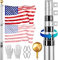 VEVOR 20FT Telescoping Aluminum Flagpole Kit with 3x5 American Flag - Heavy Duty Twist-Lock, 3 Display Modes, Rust-Resistant Outdoor Pole