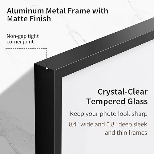 Miniatura 61 de Fun Memories Portarretratos de metal de 16 x 20 pulgadas con paspartú de 11 x 14 pulgadas, acabado de aluminio cepillado, parte delantera de vidrio