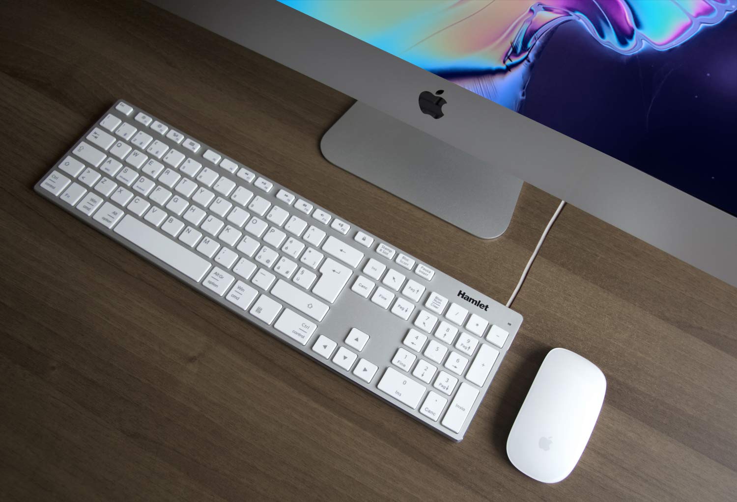 Hamlet XKKITAMCU - Tastiera Estesa USB MAC Compatibile Layout Italiano in Alluminio con Tastierino Numerico