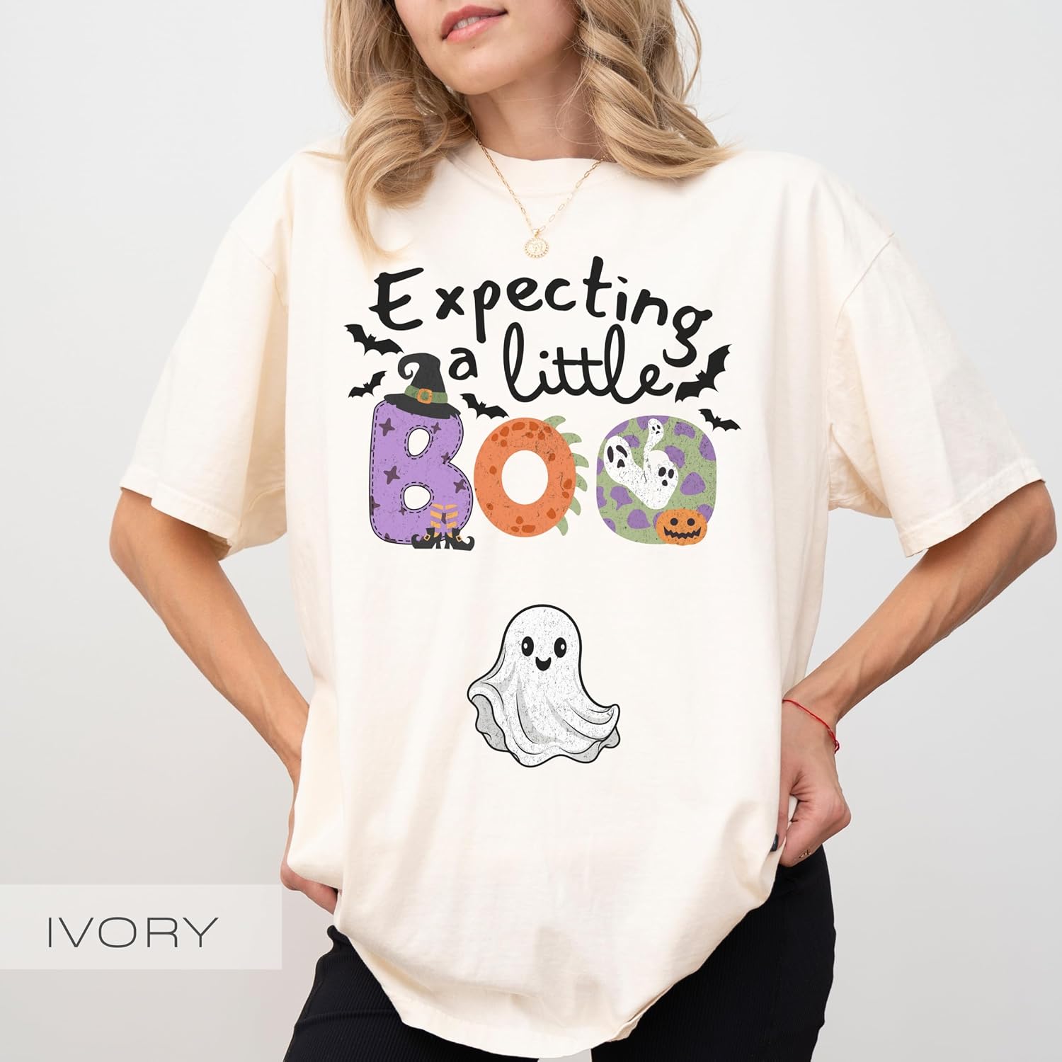 Expecting a Little Boo Halloween Maternity Shirt Spooky Pregnancy Reveal Tee Fall Baby Announcement Shirt