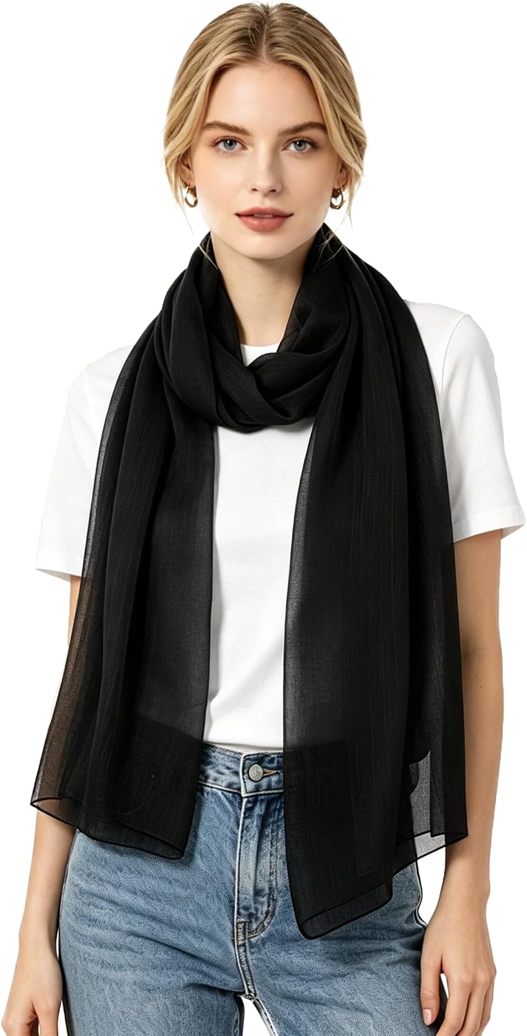 Lina & Lily Crinkled Chiffon Women's Scarf Shawl Wrap Spring Summer Sheer Silky Featherlight