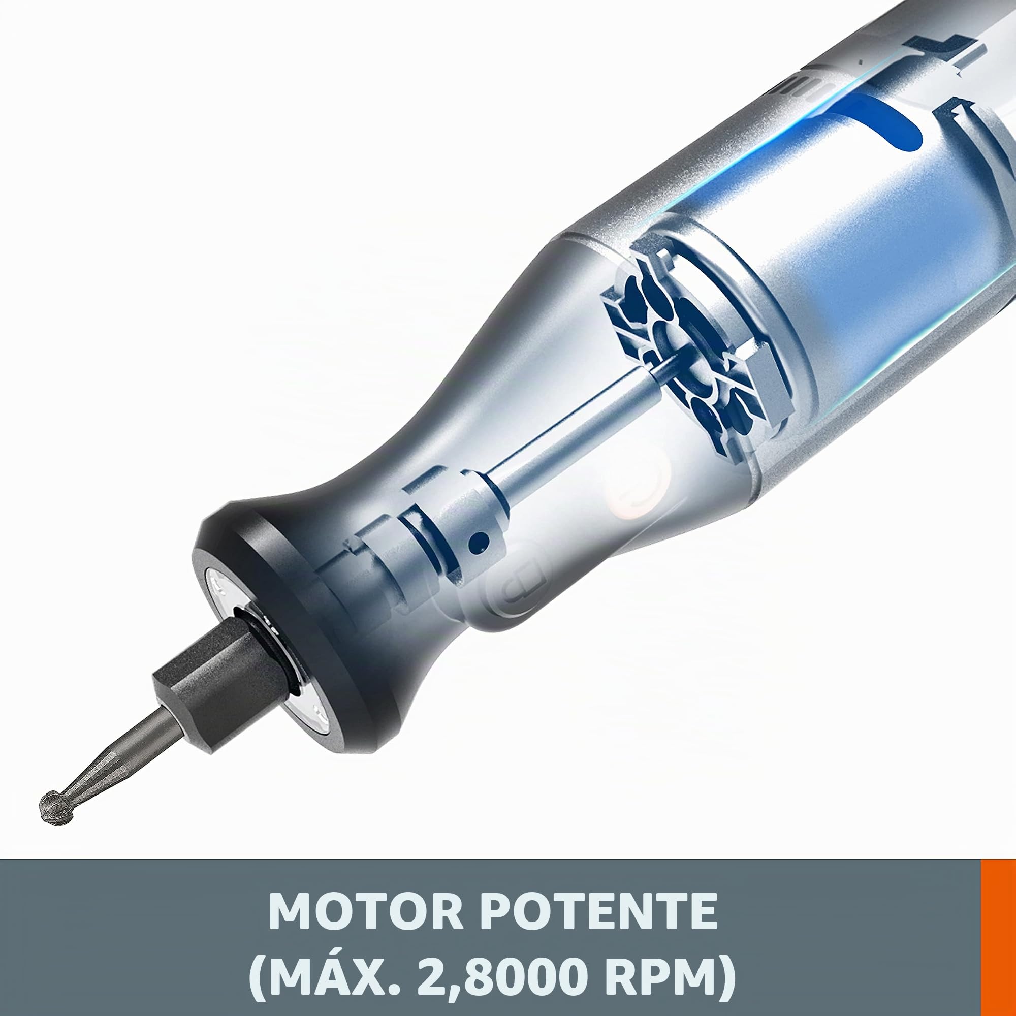 WORX Herramienta giratoria inalámbrica de 8 V WX106 con carga USB | Carga USB, tamaño de pinza de 3,2 mm, control de velocidad variable, diseño ligero y compacto, incluye 23 accesorios