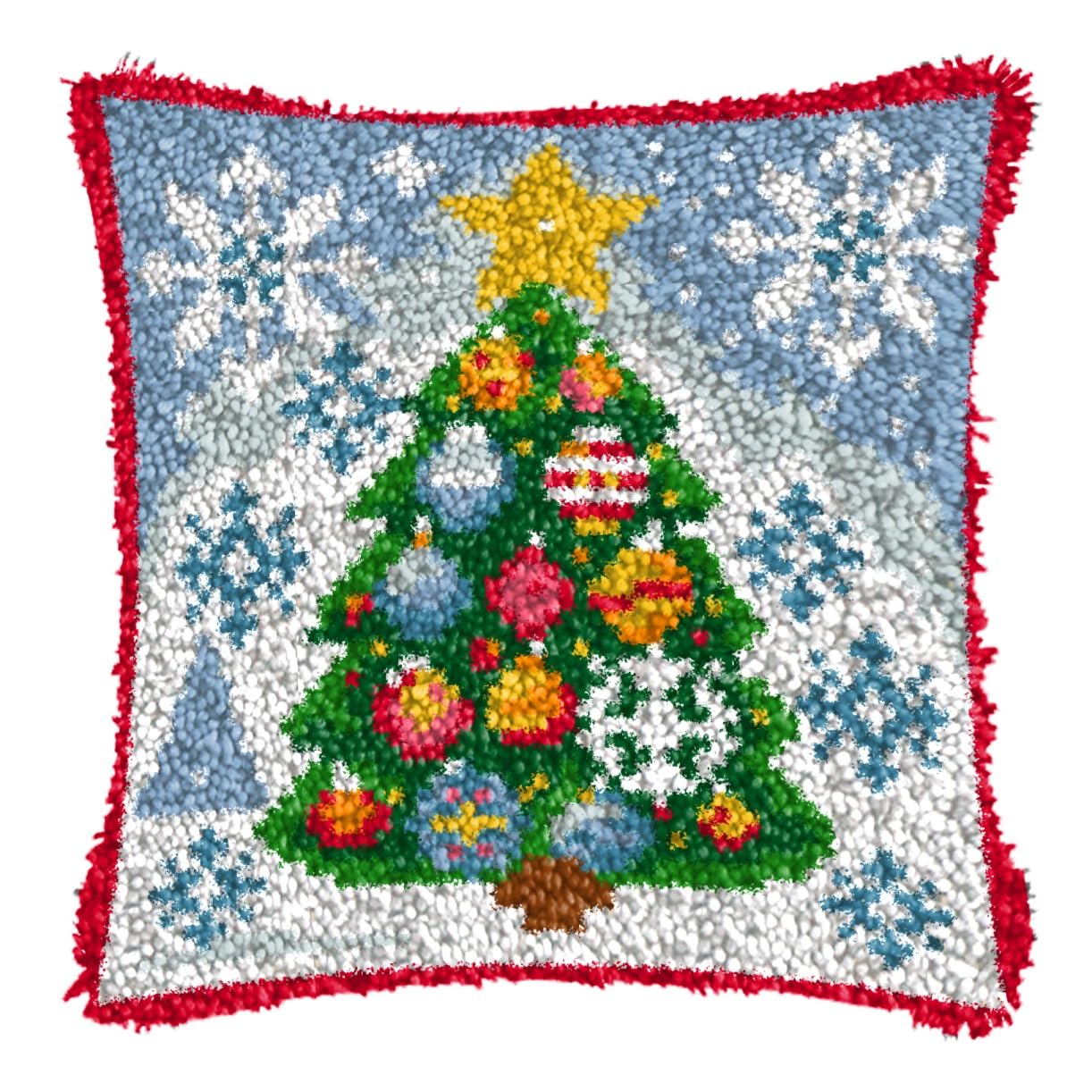 Kit Gancio di Tappeto DIY appeto per Uncinetto, kit di federe per cuscino con gnomo e gancio fai da te,kit per ricamo a punto croce,Christmas Latch Hook Pillow Kits 43x43cm