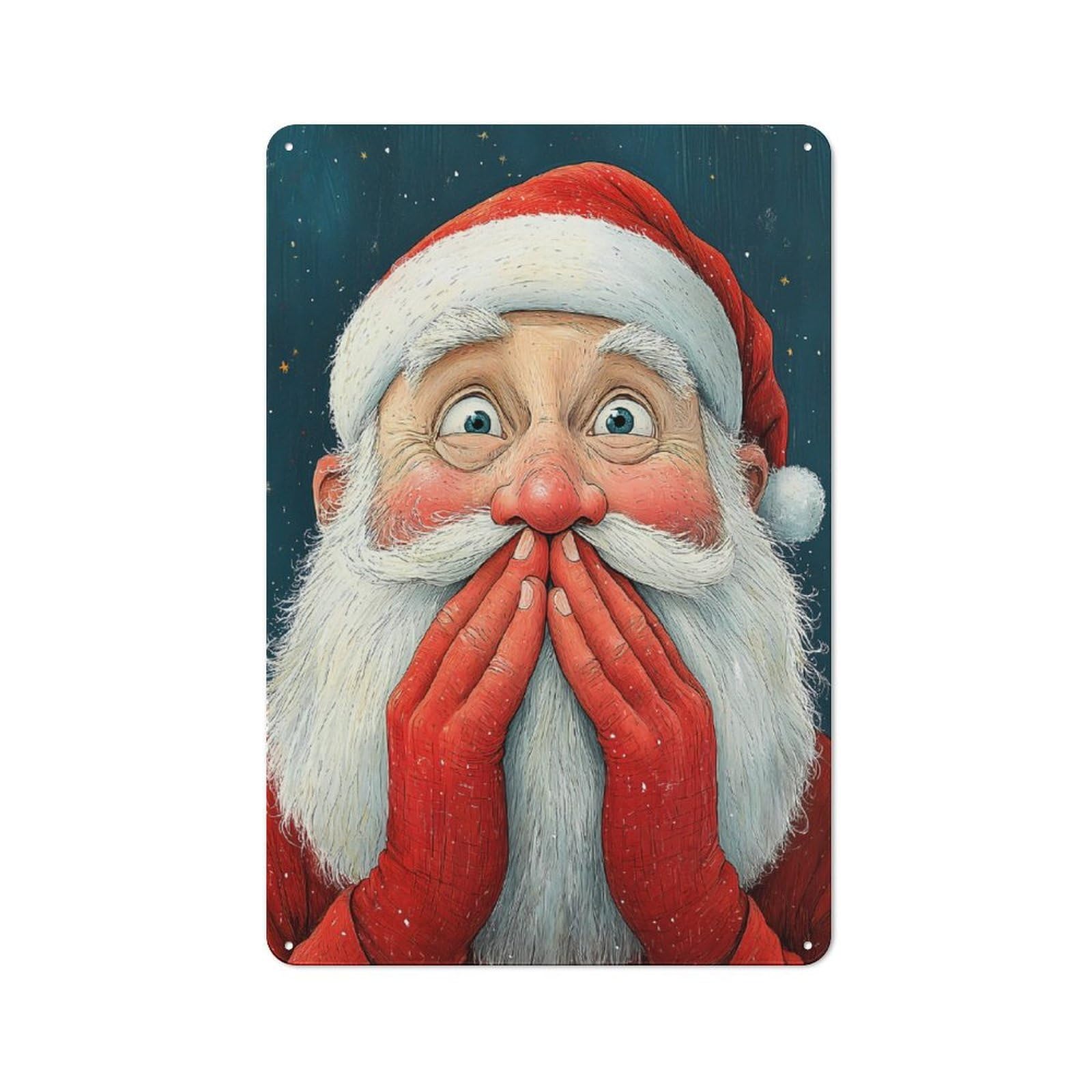 Junmoney Surprised Santa Claus Vintage Tin Sign 30X20cm With For Living Room Or Hallway, Gift Idea At Christmas For Home Wall Decor Collectors