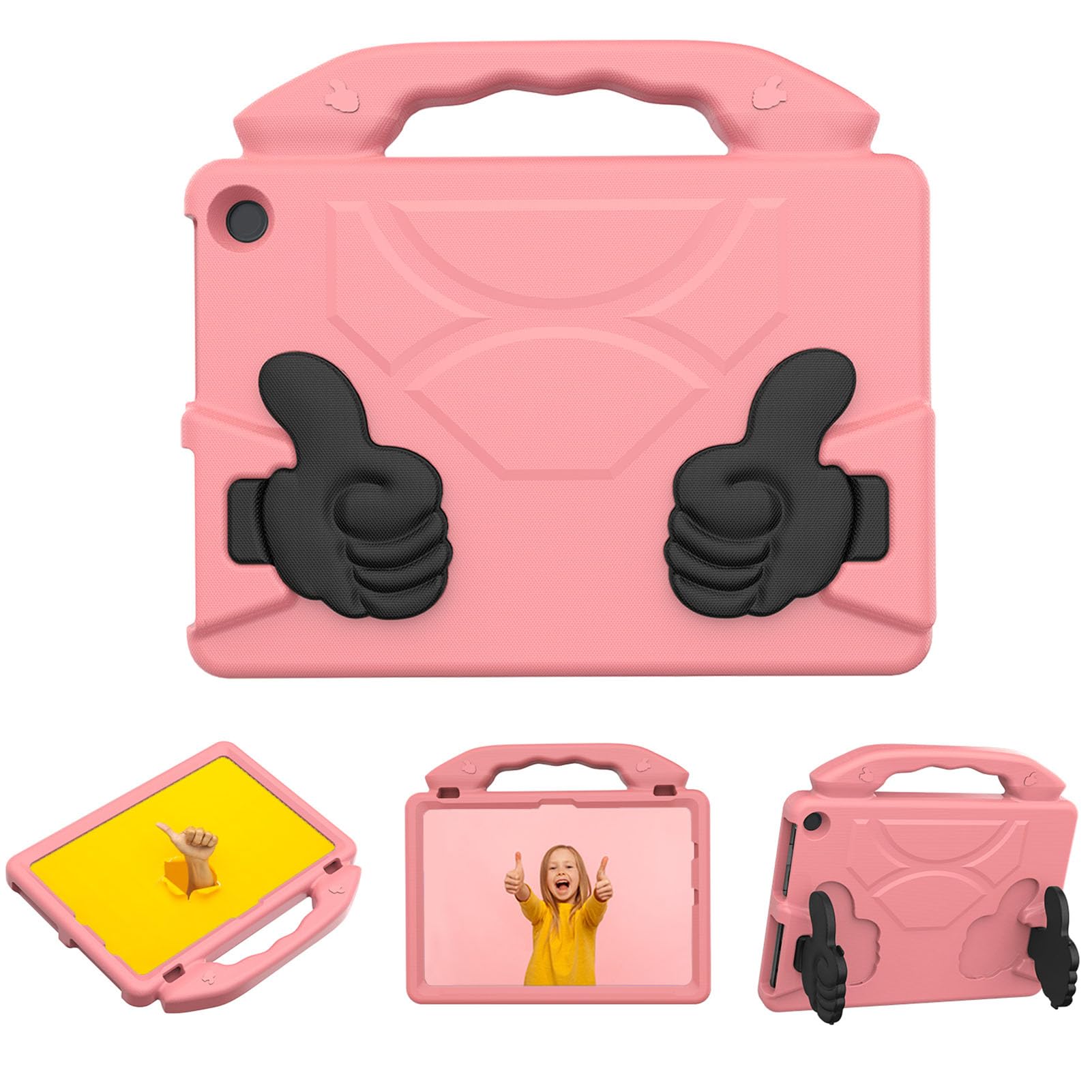 Yctze Custodia per Tablet EVA, Copertura Protettiva Antiurto, Contenitore per Tablet Pieghevole Girevole con Ritagli Precisi, Ideale per HD 10 2021 2023 (Rosa pesca)