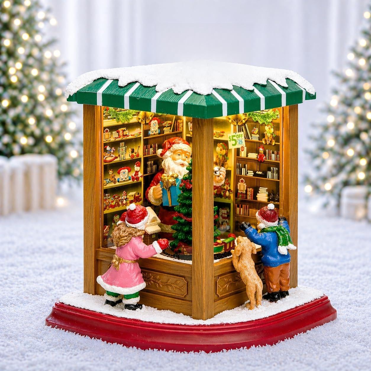 Amazon.com: MOMENTS IN TIME Lighted Santa's Christmas Village Shop